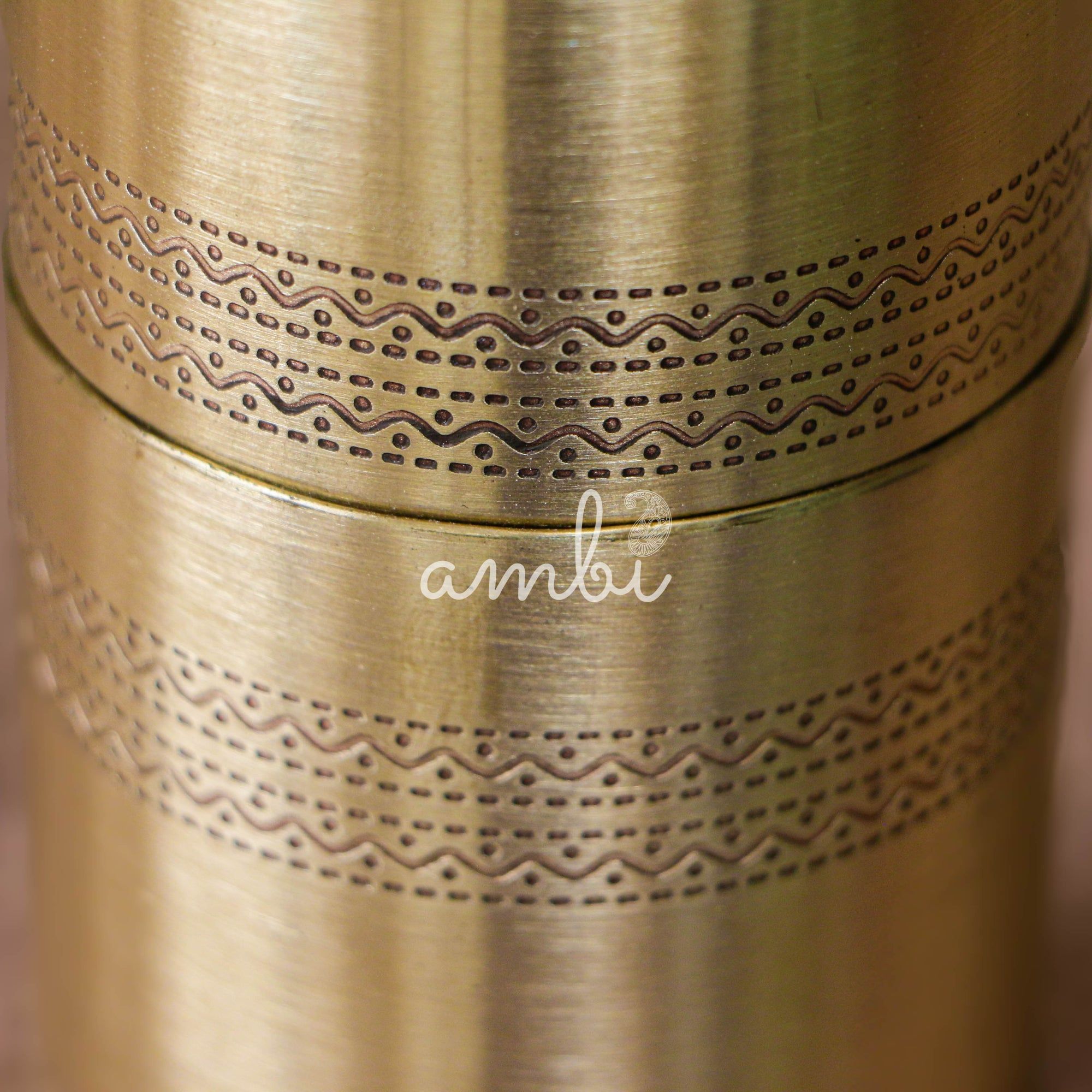 100% Pure Brass Coffee Filter - Matt Finish - Fine Etching Design - Small for 2-3 Cups Coffee