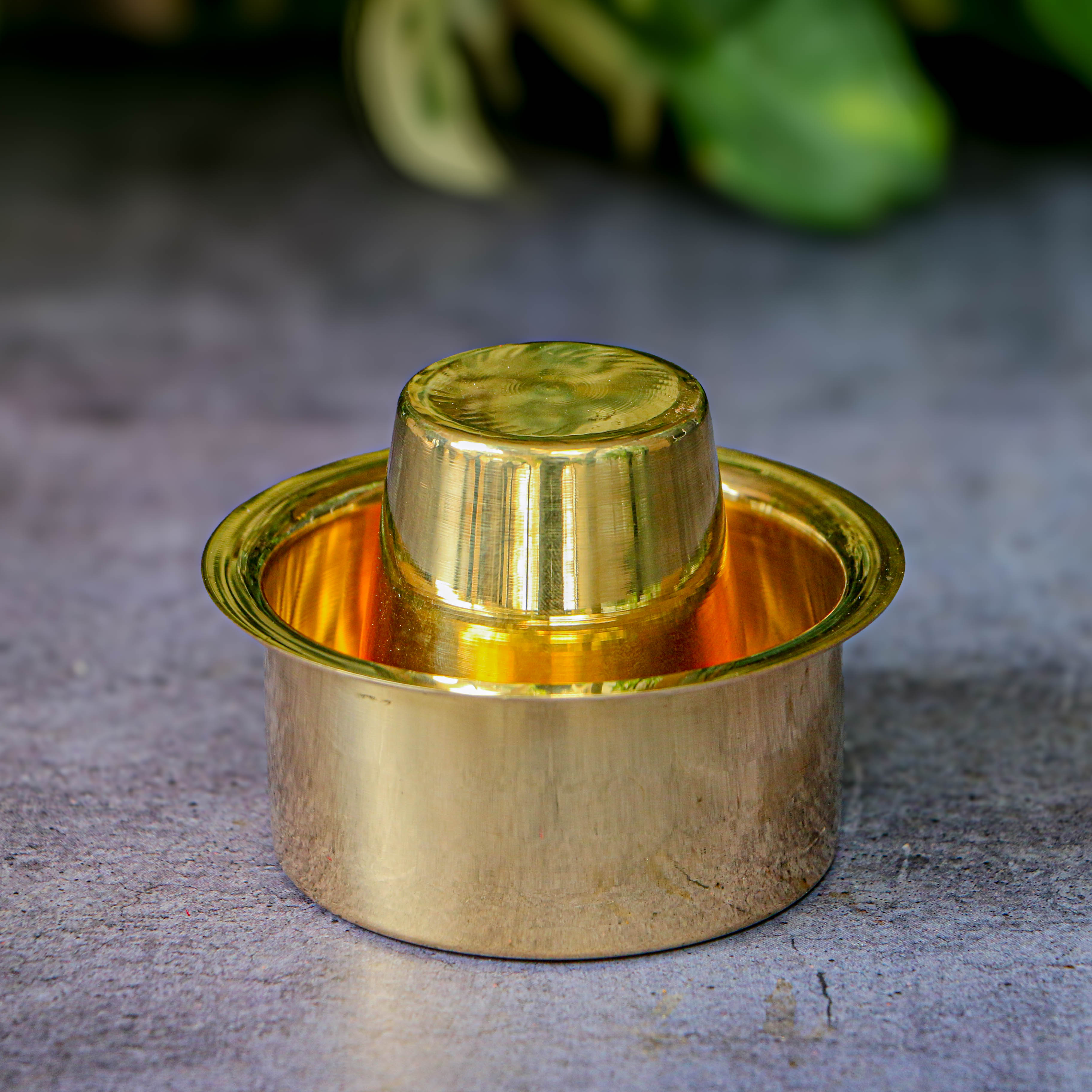 Pure Brass Filter Coffee Dabara Cup Set — Plain Gloss Finish | 120 ML | Single Set