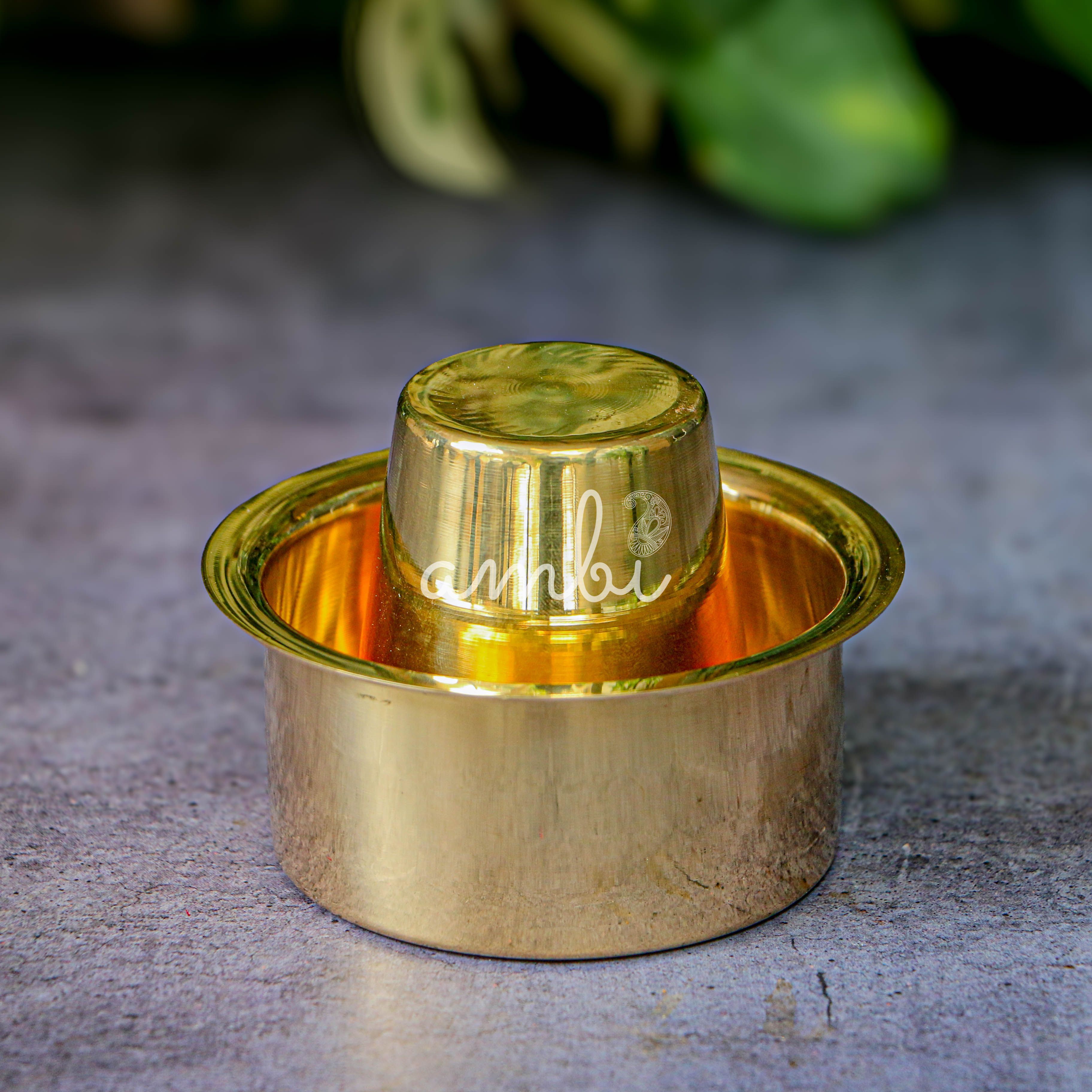 Brass Filter Coffee Dabara Cup Set Plain - Gloss Finish - 120 ML - Set of 1