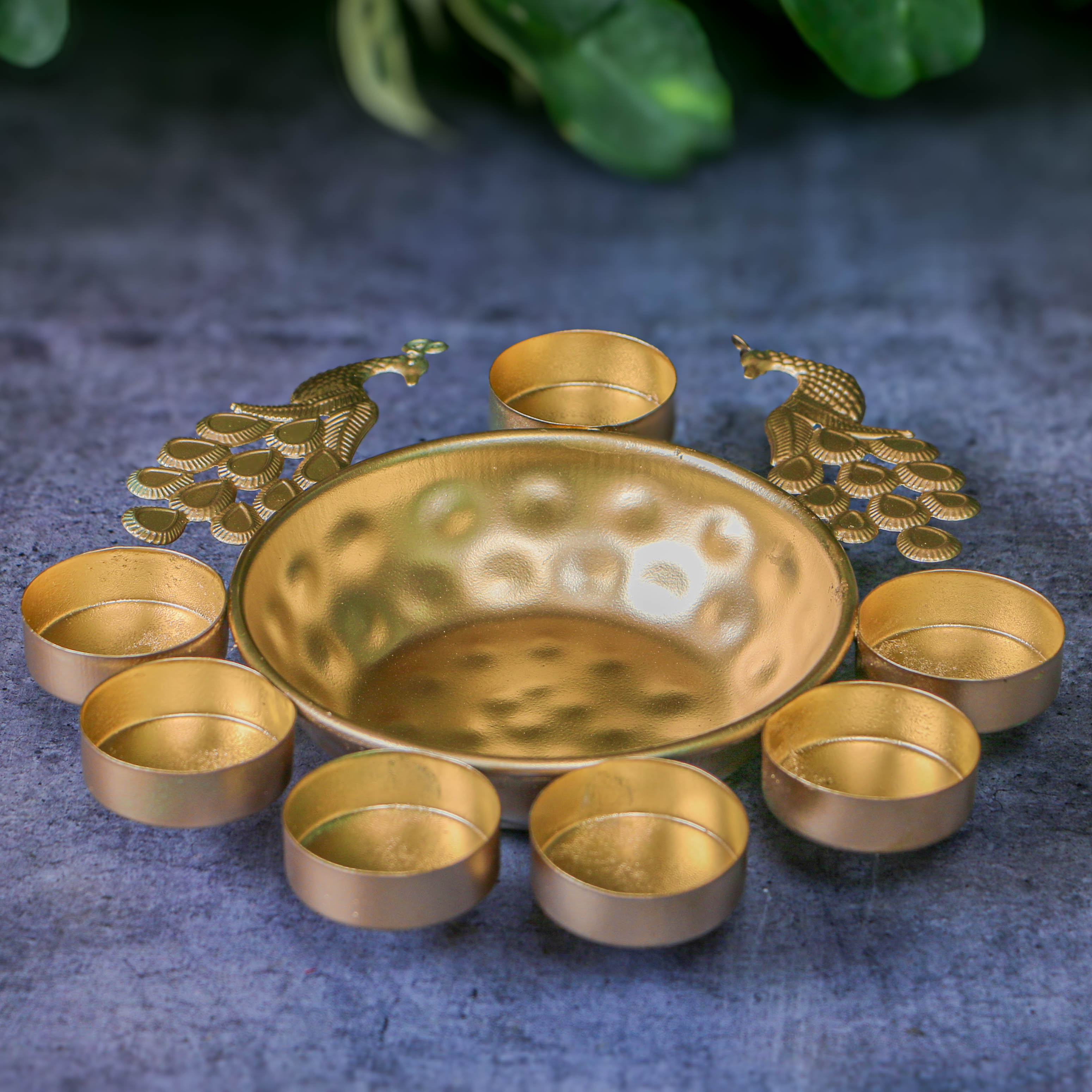 Ambi Metal Urli and Diyas for Blissful Home Decor Collection - 9.5 inches Diameter
