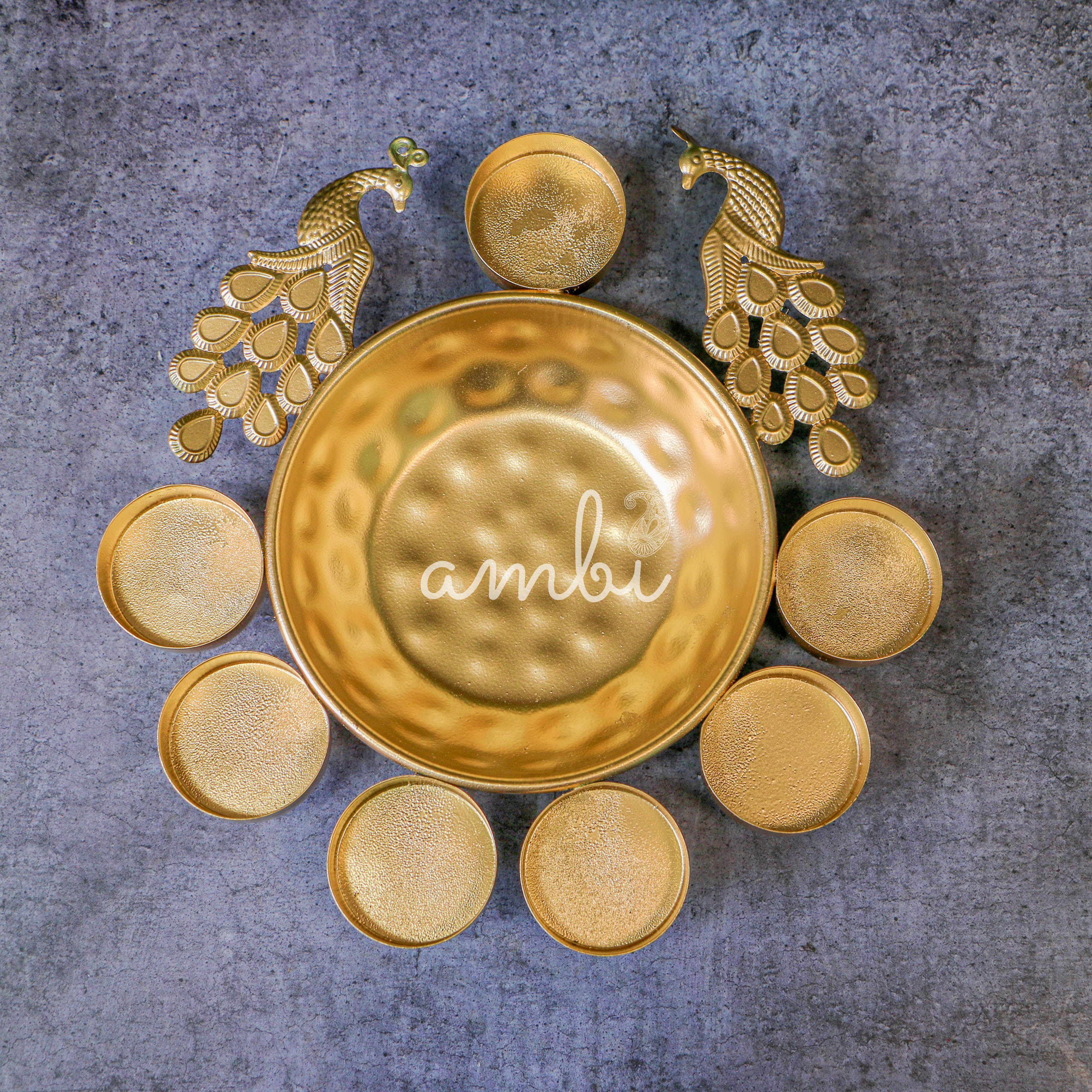 Ambi Metal Urli and Diyas for Blissful Home Decor Collection - 8.5 inches Diameter