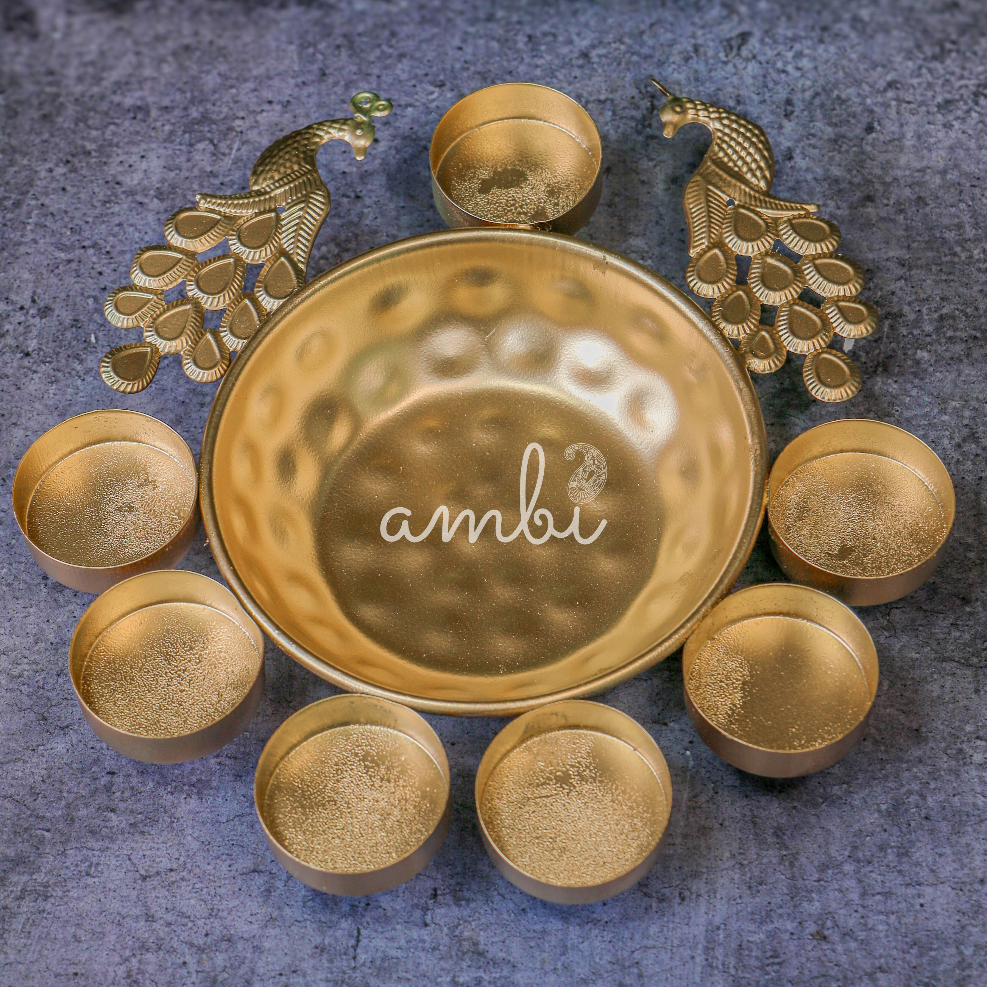 Ambi Metal Urli and Diyas for Blissful Home Decor Collection - 8.5 inches Diameter