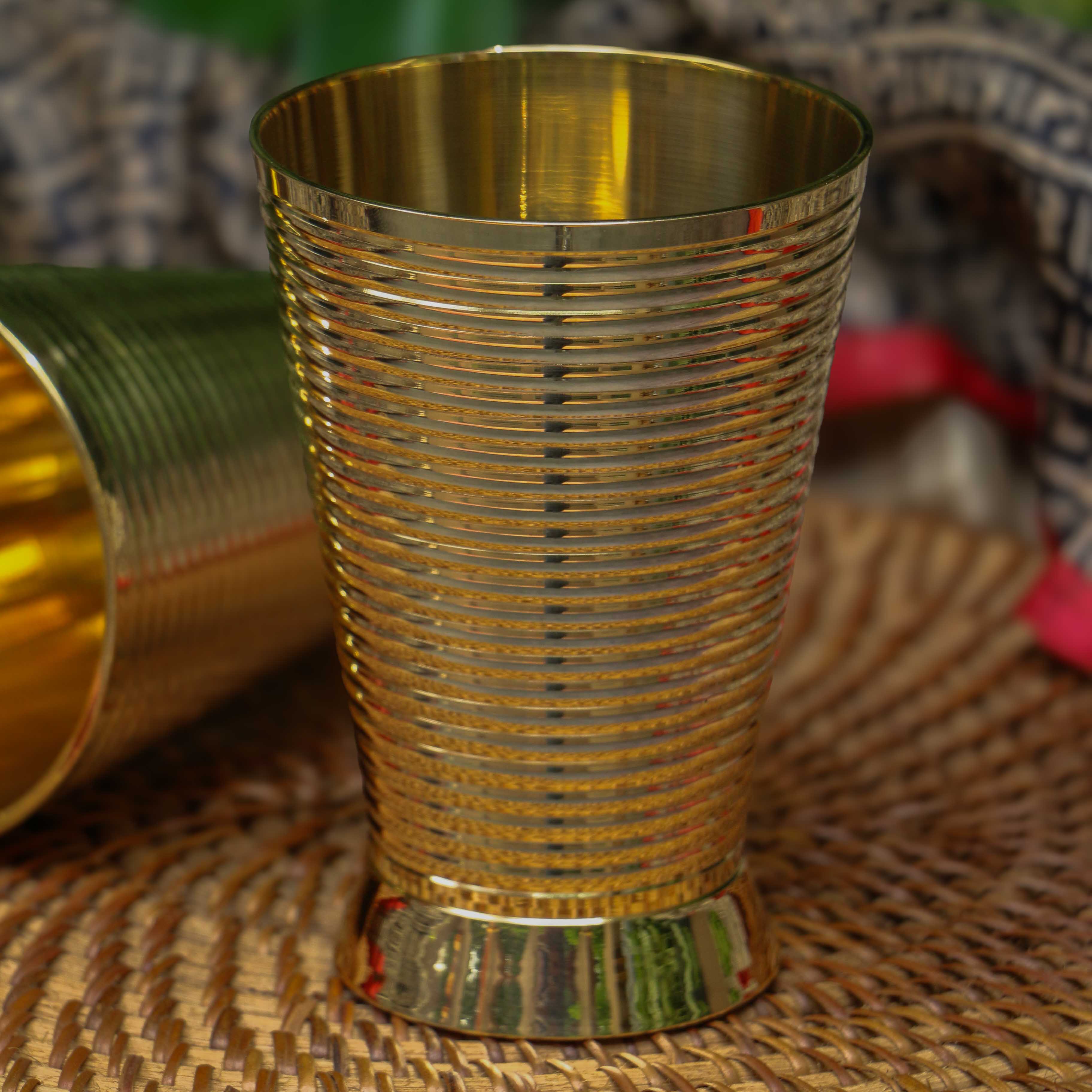 Ambi Pure Brass Designer Glass Set of 2
