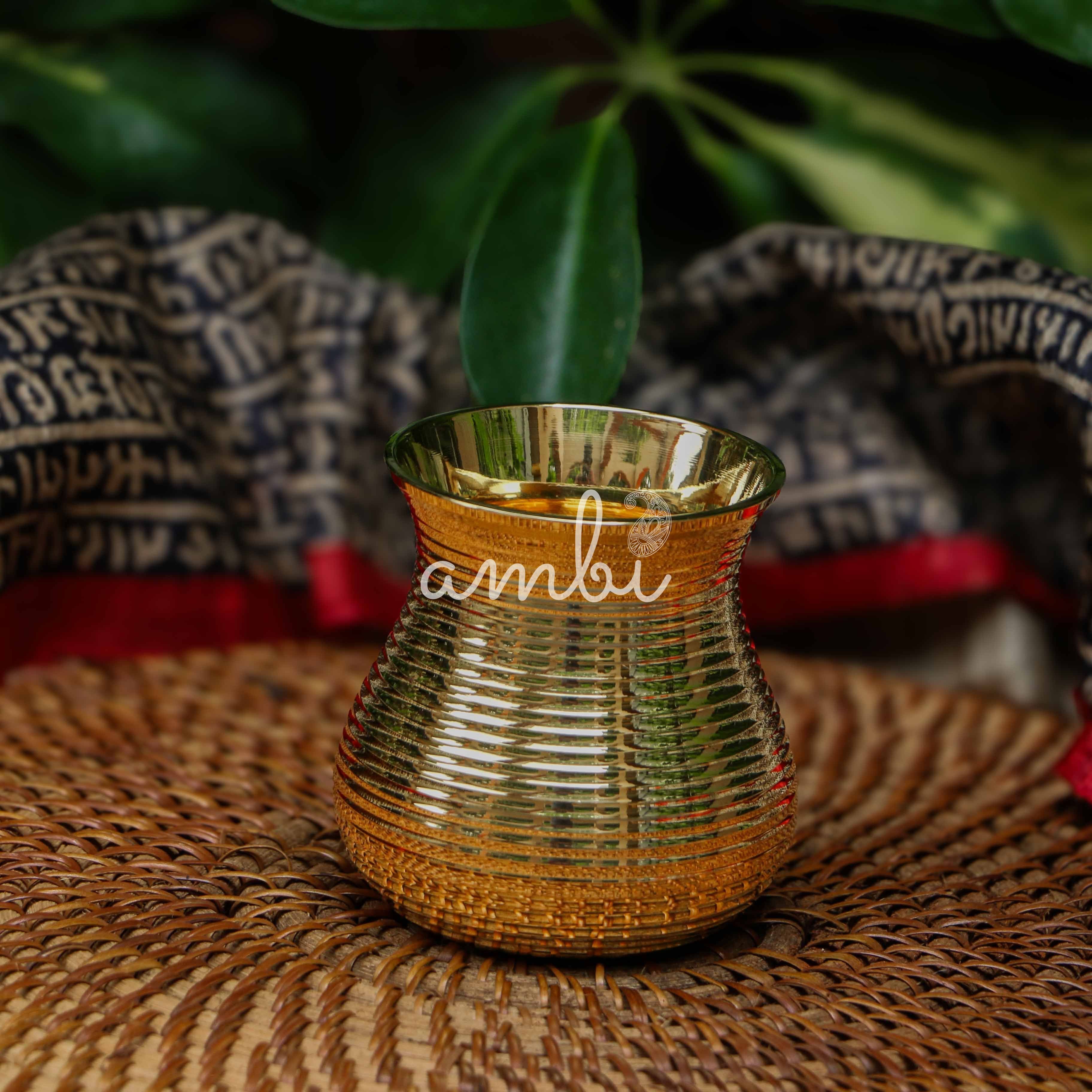 Brass Water Glass Small Lota Style - Set of 2