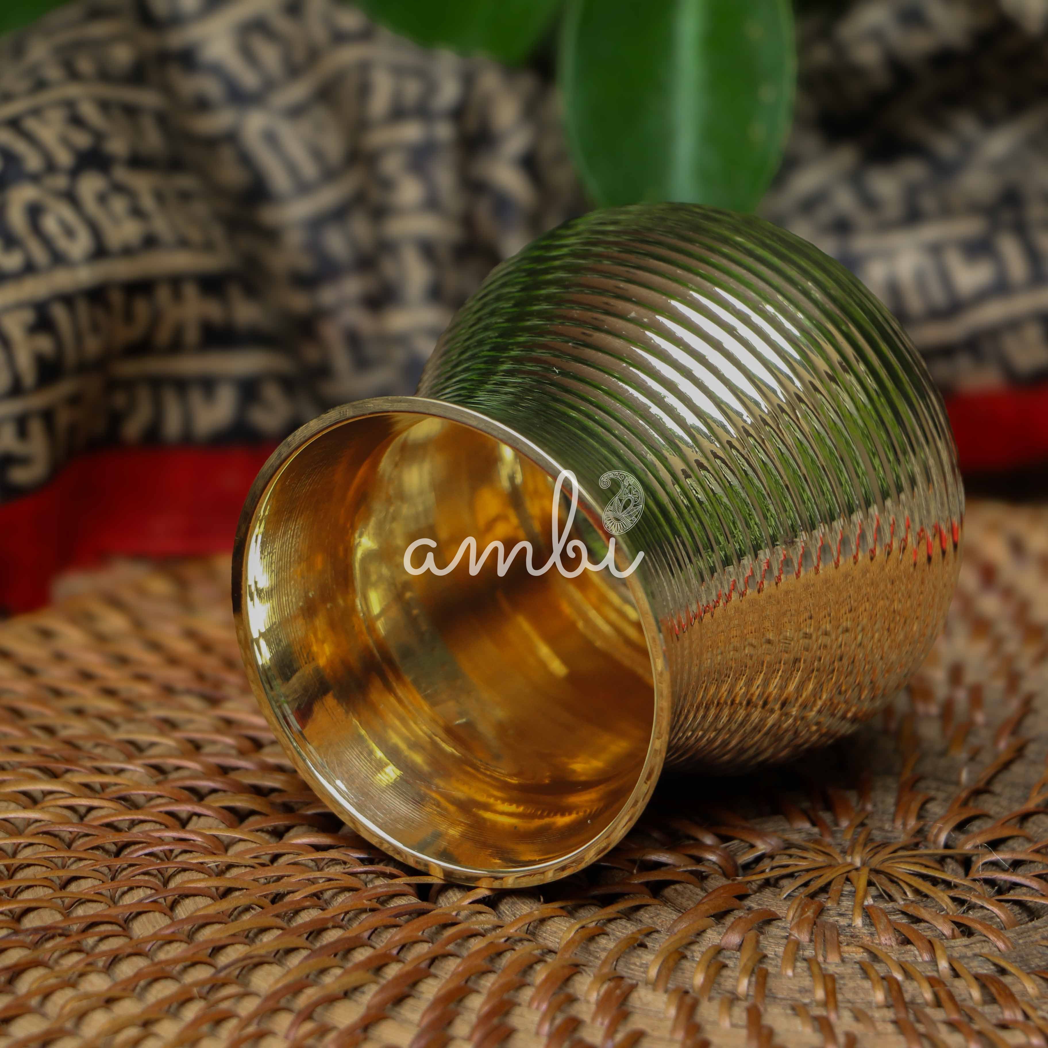 Brass Water Glass Small Lota Style - Set of 2