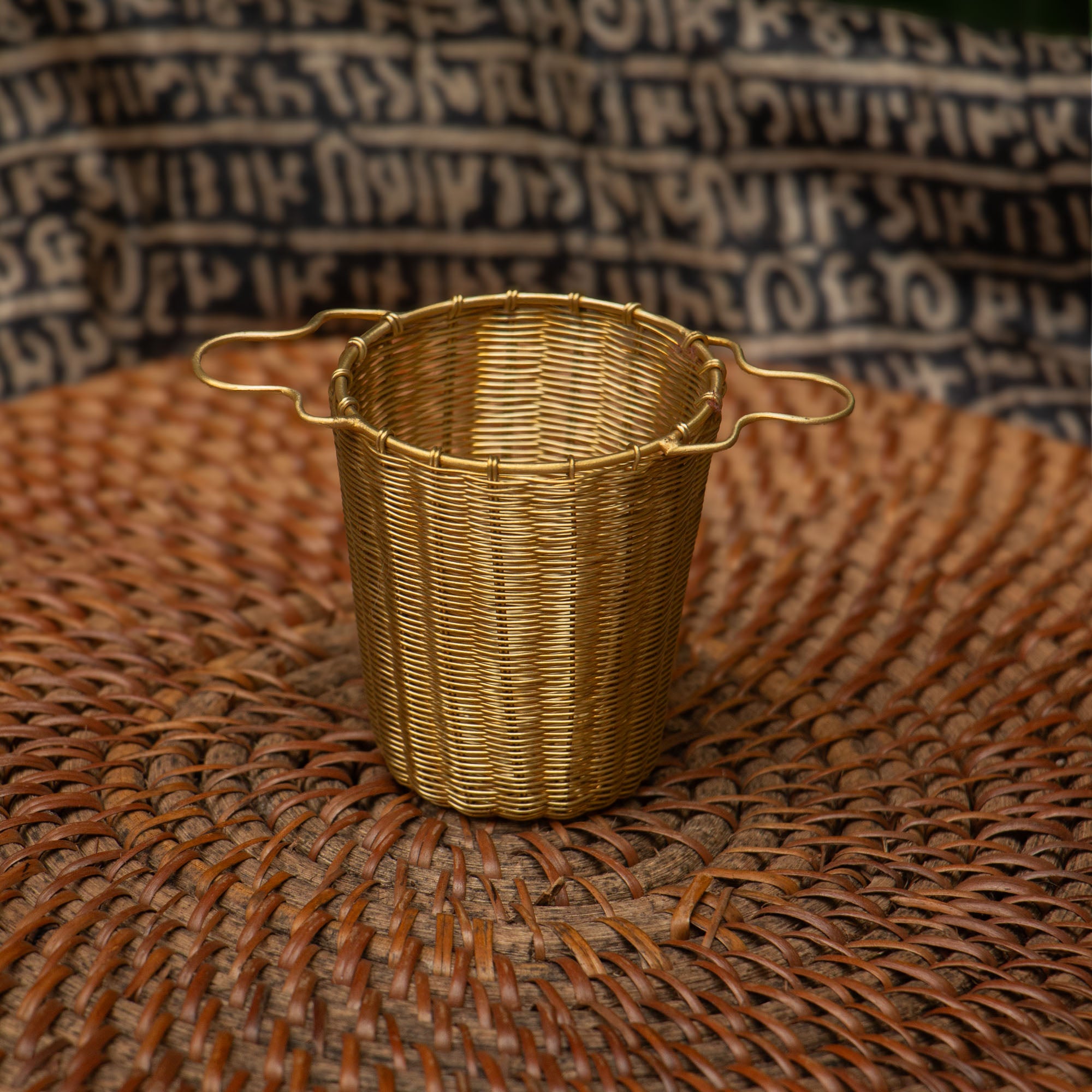 Ambi Pure Brass Cylindrical Wire Mesh Tea Strainer Antique Look - Small