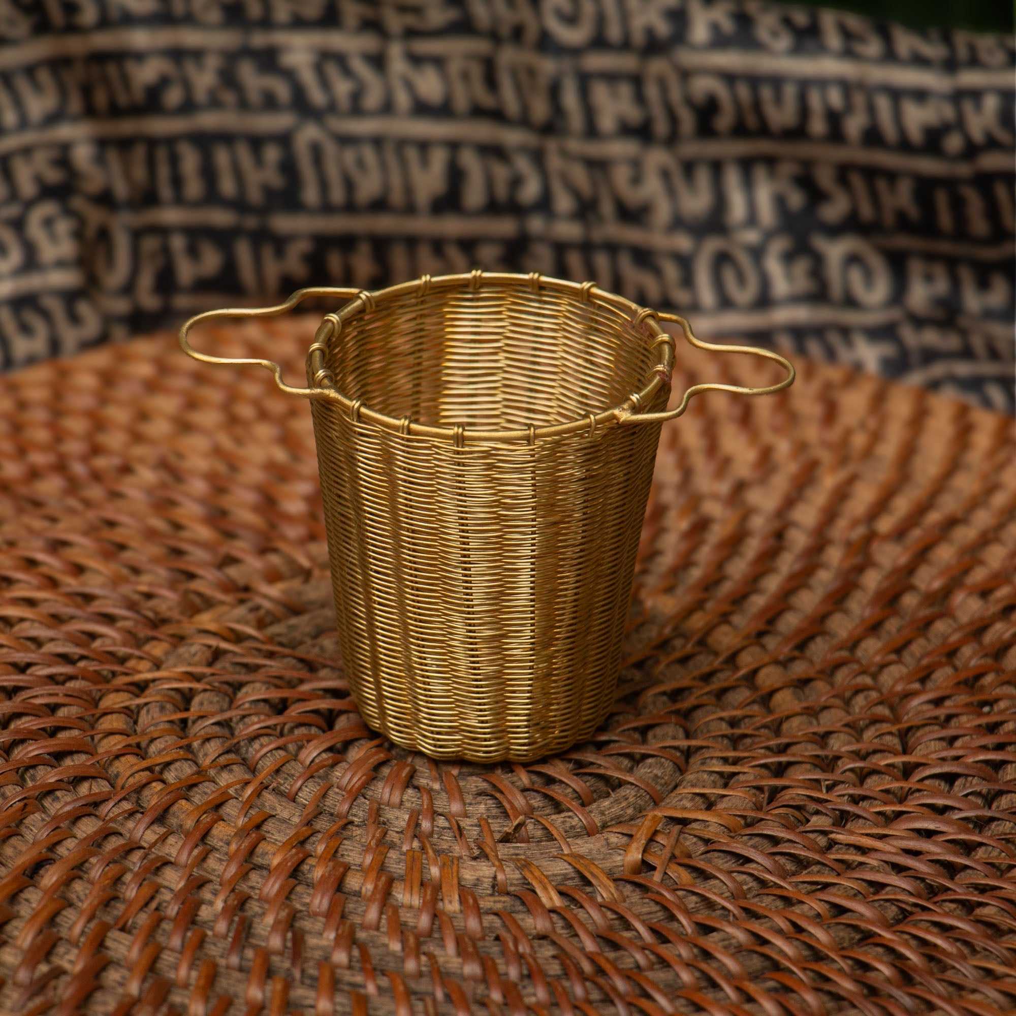 Ambi Pure Brass Cylindrical Wire Mesh Tea Strainer Antique Look - Small