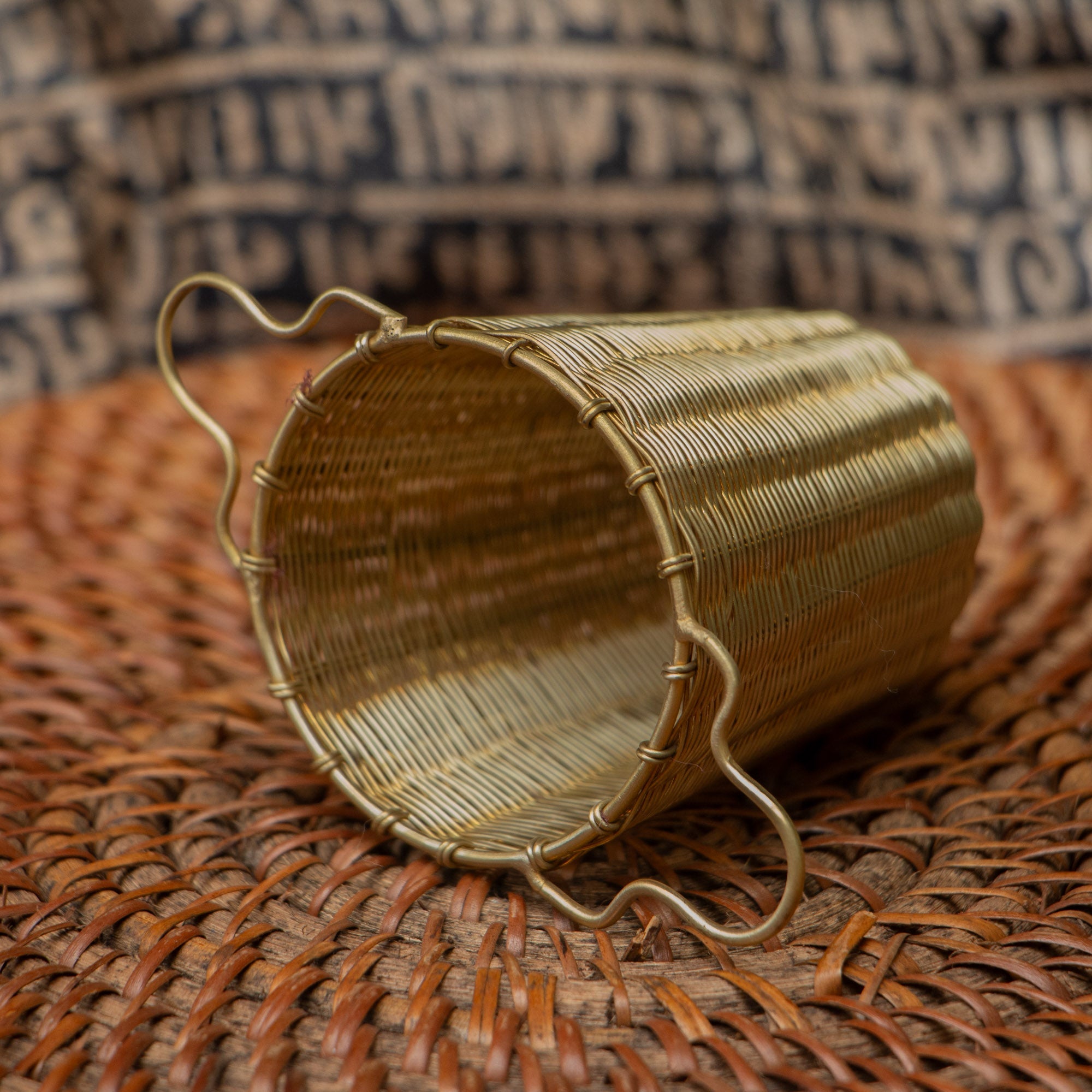 Ambi Pure Brass Cylindrical Wire Mesh Tea Strainer Antique Look - Small