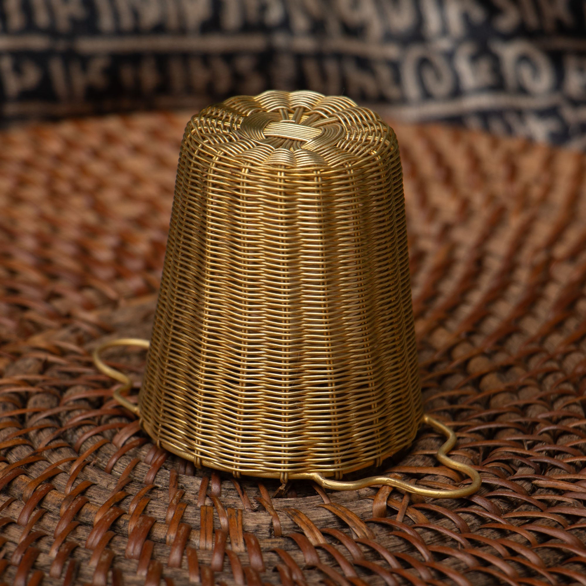Ambi Pure Brass Cylindrical Wire Mesh Tea Strainer Antique Look - Small