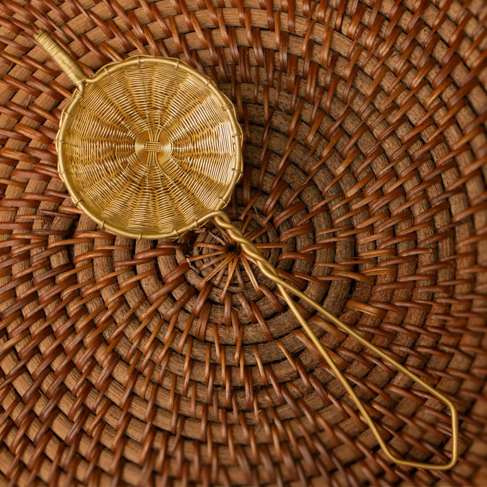 Handmade Brass Wire Mesh Tea Strainer - Small - Gold