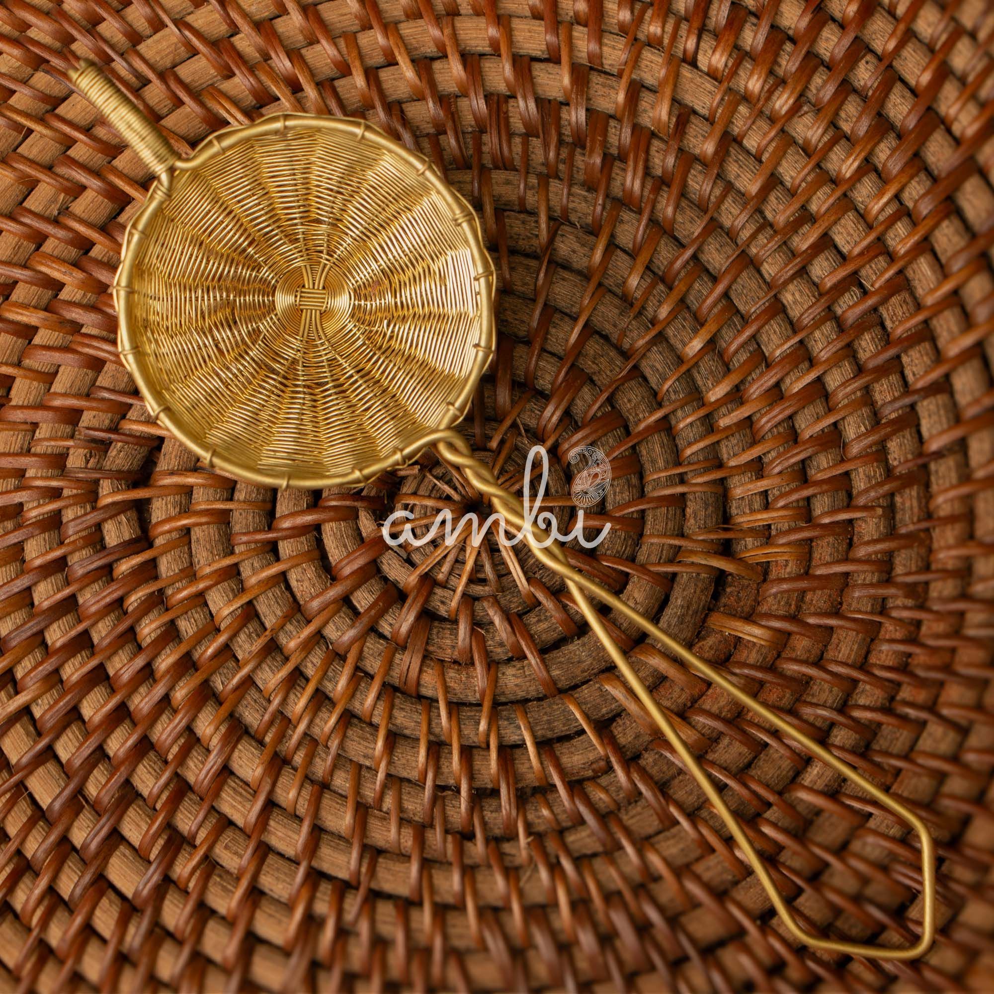 Handmade Brass Wire Mesh Tea Strainer - Large - Gold