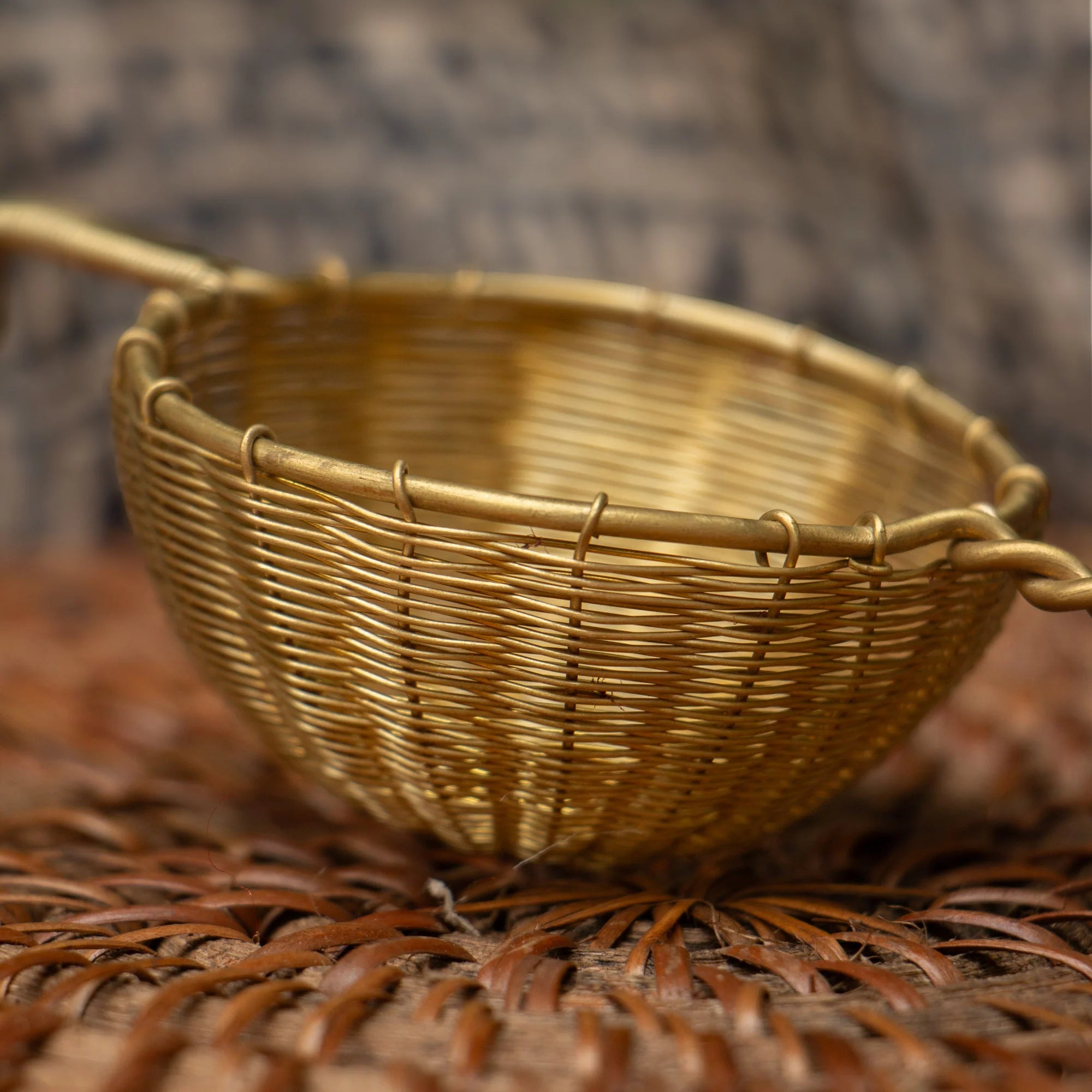 Handmade Brass Wire Mesh Tea Strainer - Small - Gold
