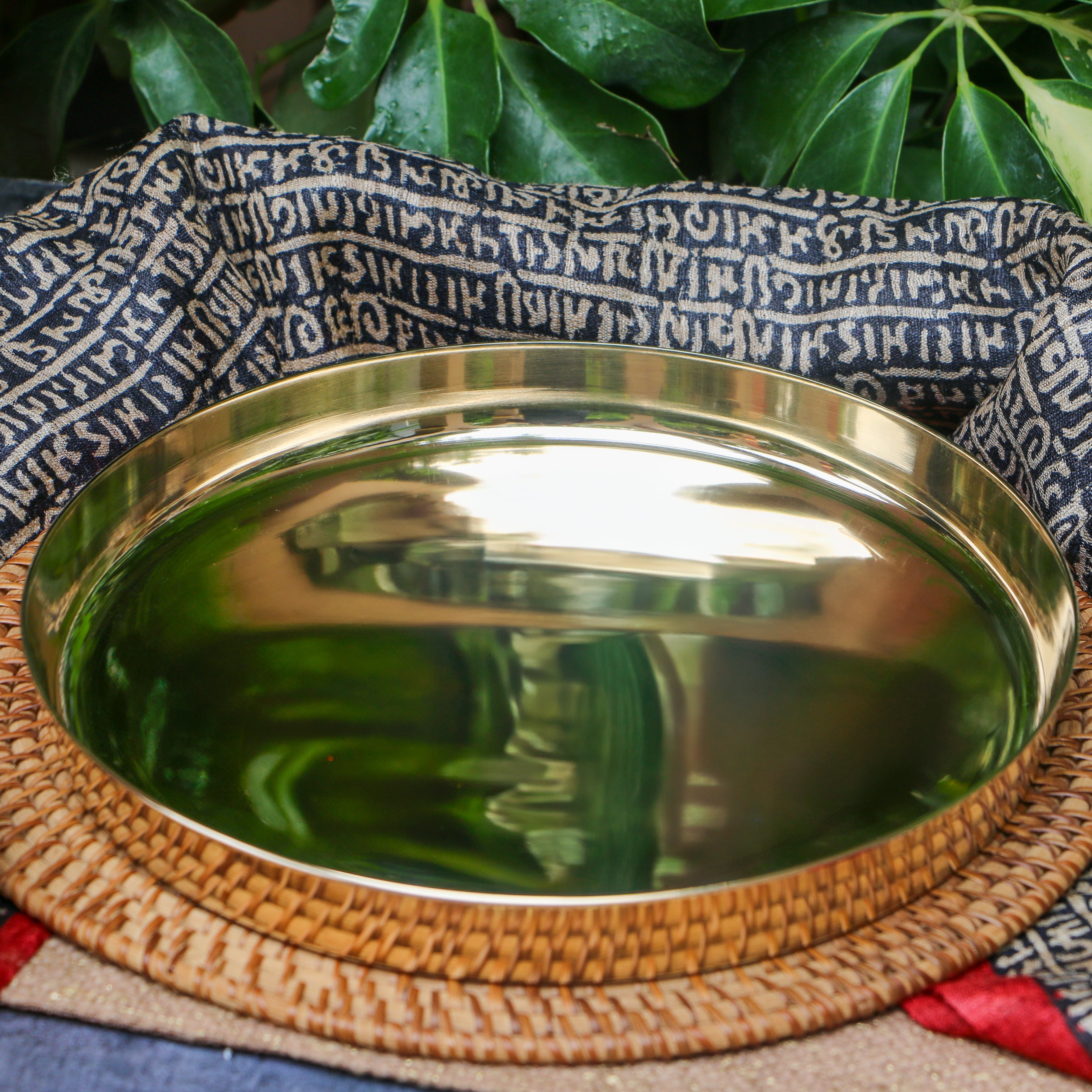 Ambi Pure Brass Heavy Thali for Pooja / Serving Food 10 inch