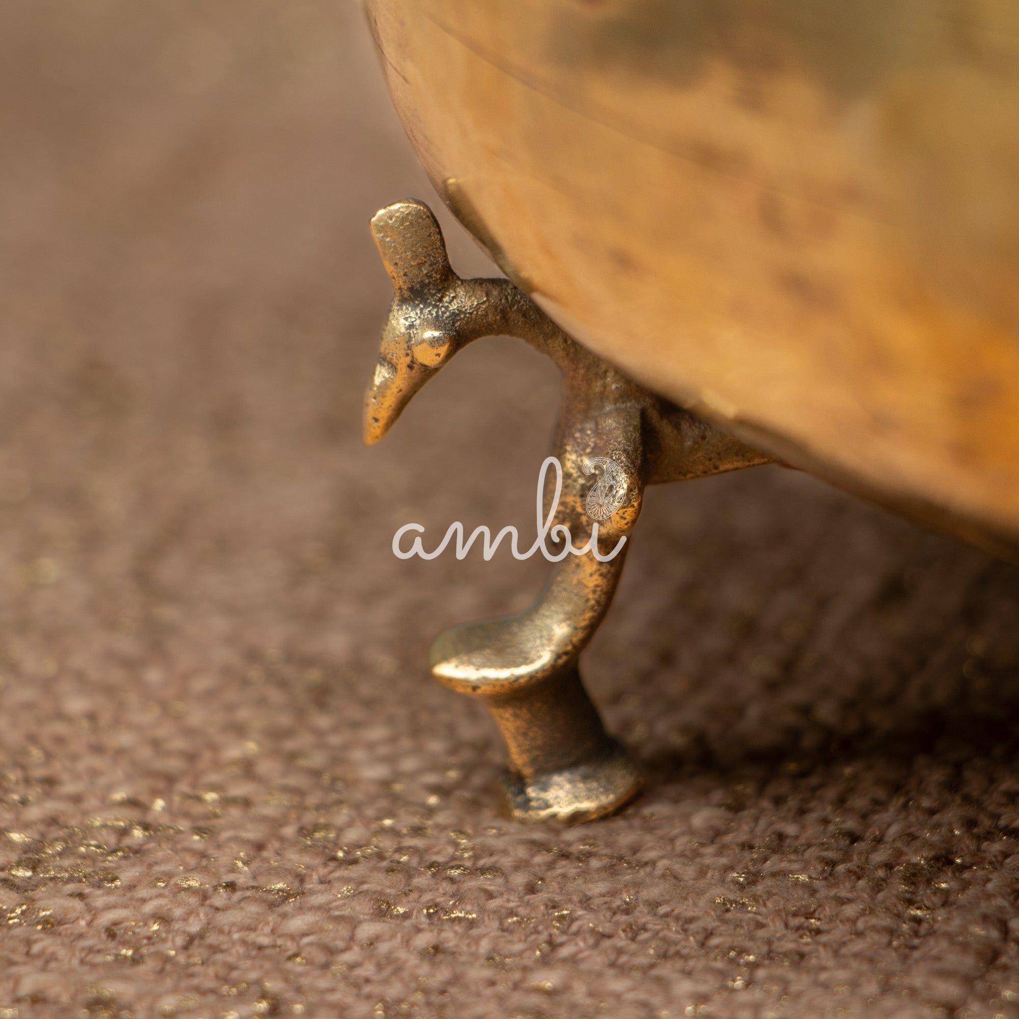 Ambi Pure Brass Rare True Vintage Roti Box on Legs - Large 10 inches Diameter