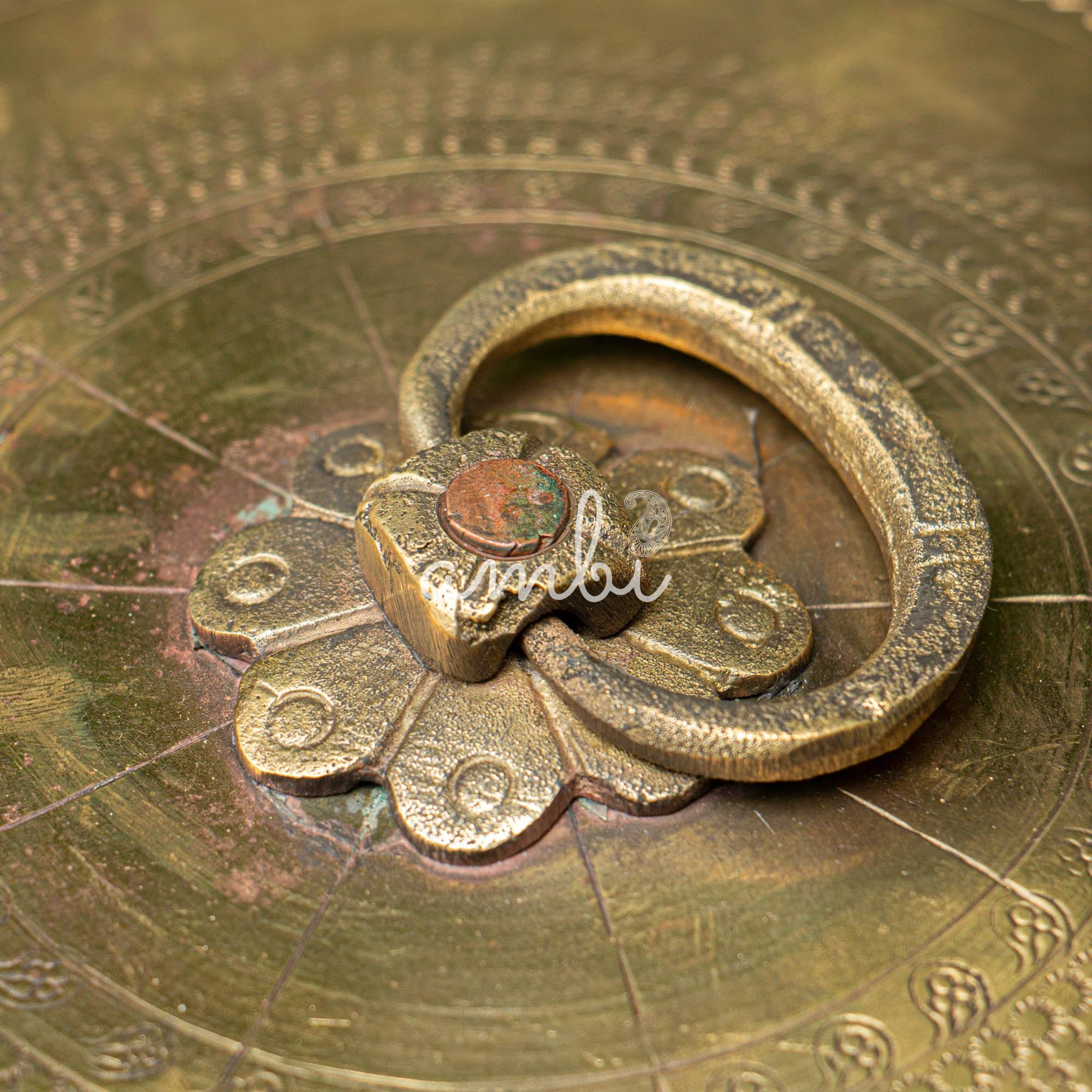 Ambi Pure Brass Rare True Vintage Roti Box on Legs - Large 10 inches Diameter