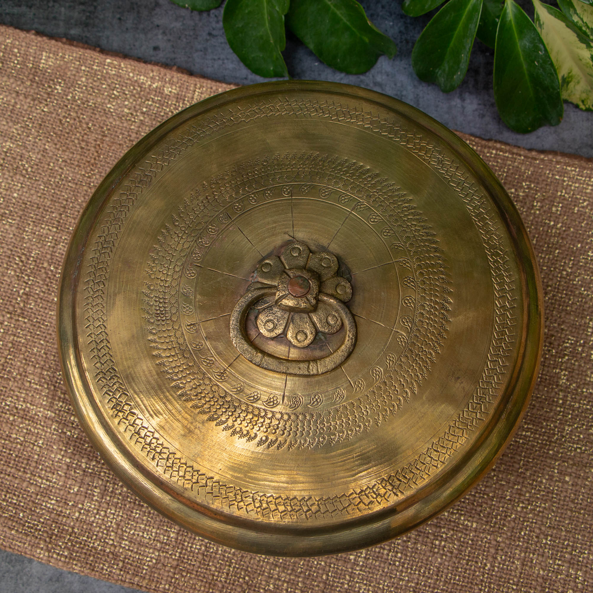 Ambi Pure Brass Rare True Vintage Roti Box on Legs - Large 10 inches Diameter