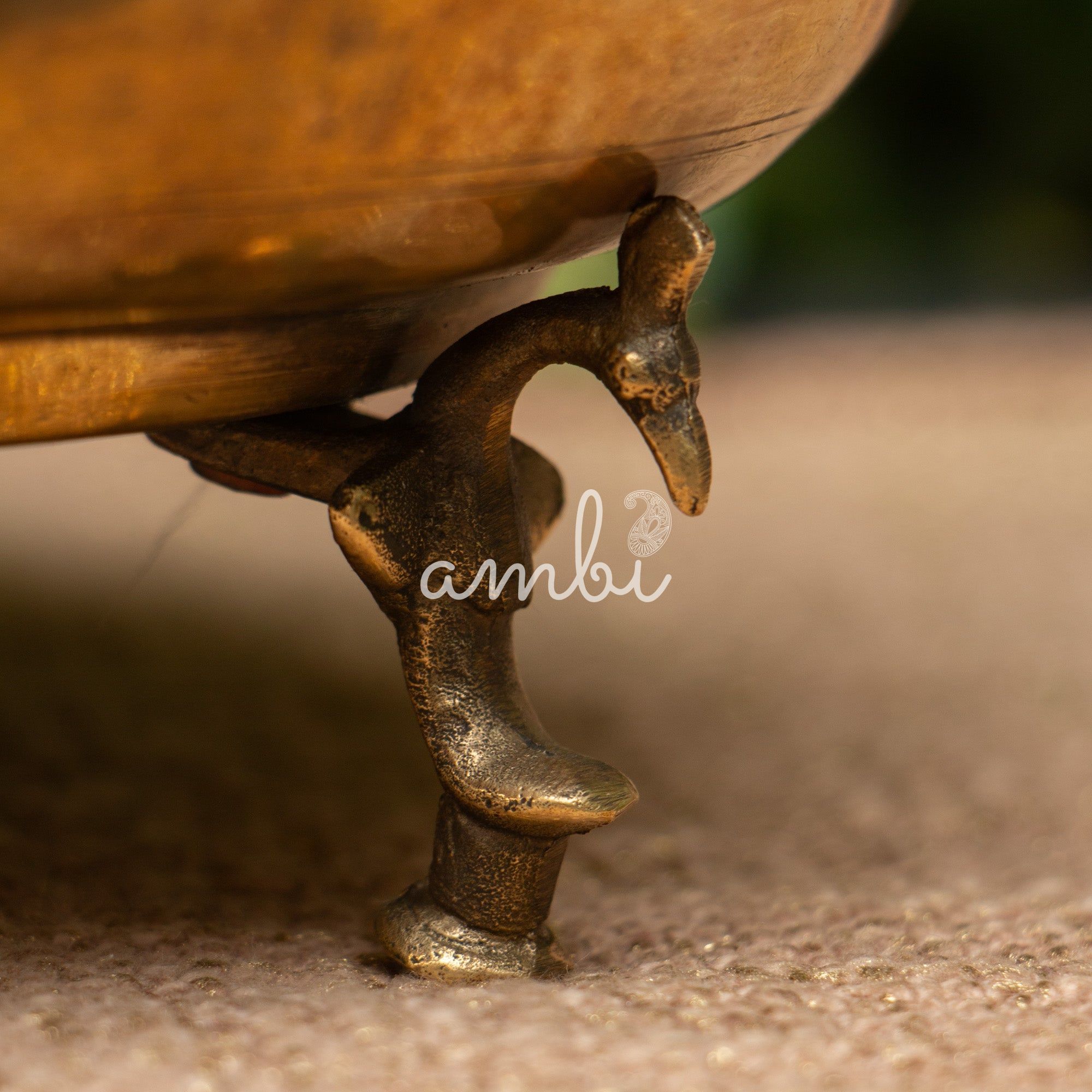 Ambi Pure Brass Rare True Vintage Roti Box on Legs - Large 10 inches Diameter