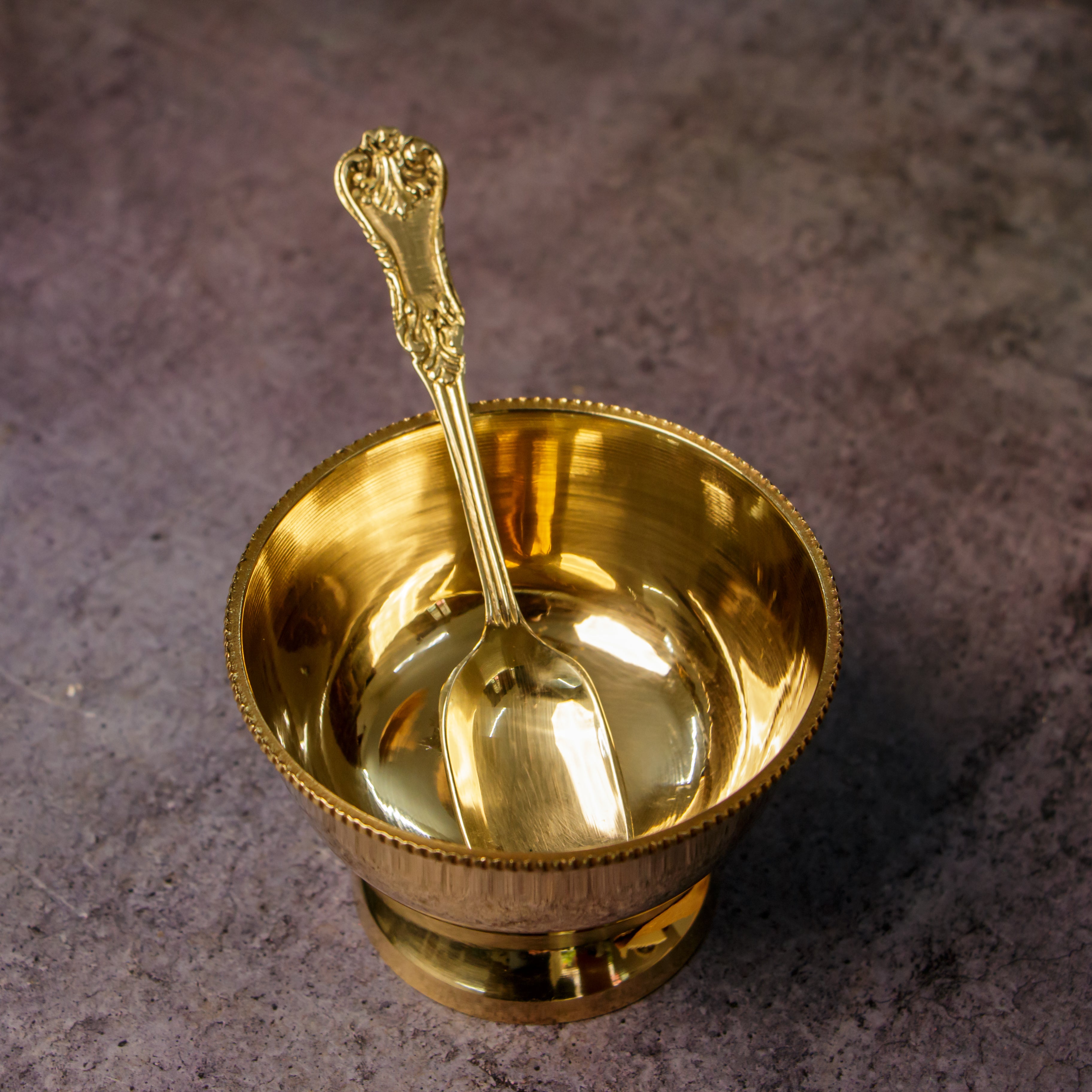 Ambi Pure Brass Dessert/ Icecream Bowl (with spoon)