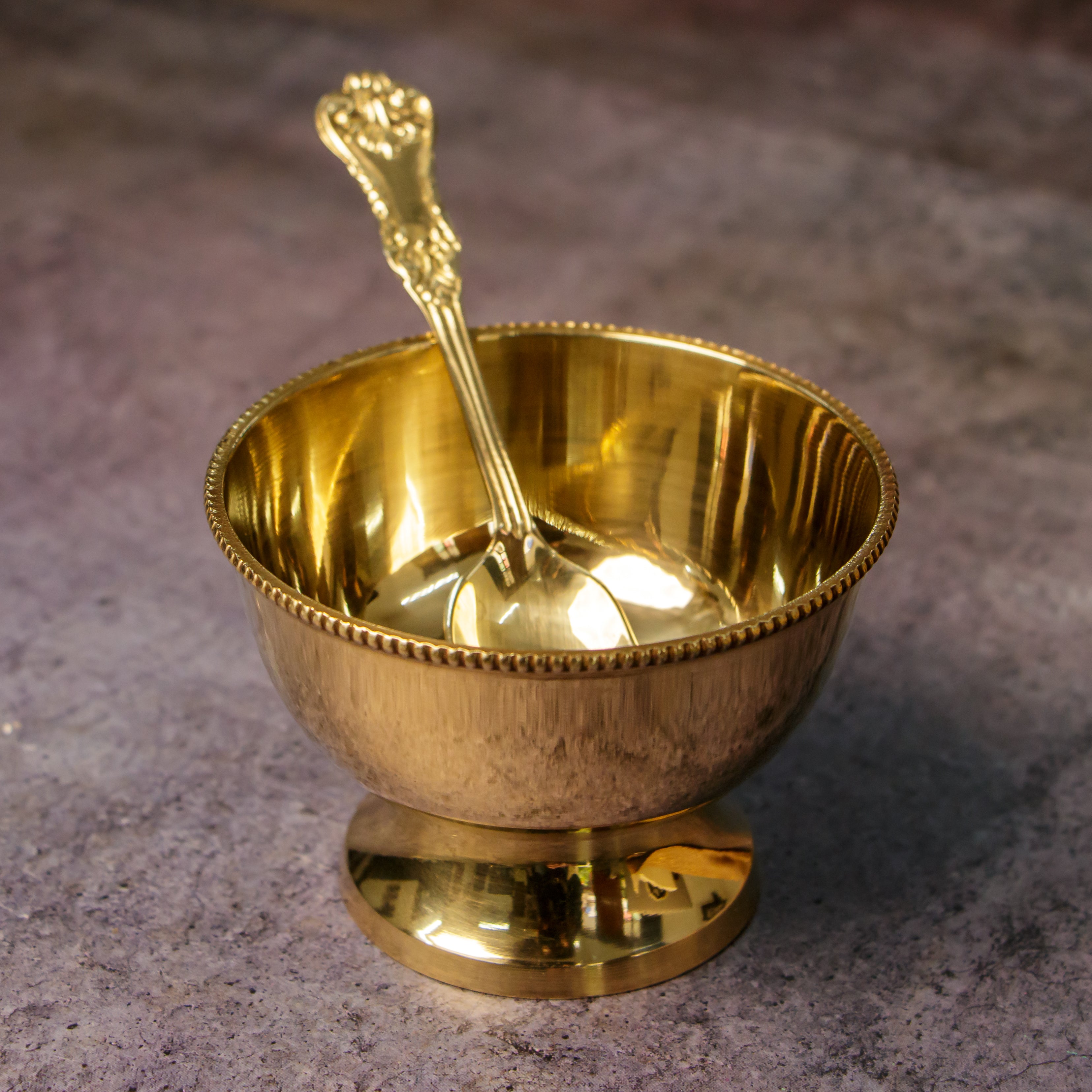 Ambi Pure Brass Dessert/ Icecream Bowl (with spoon)