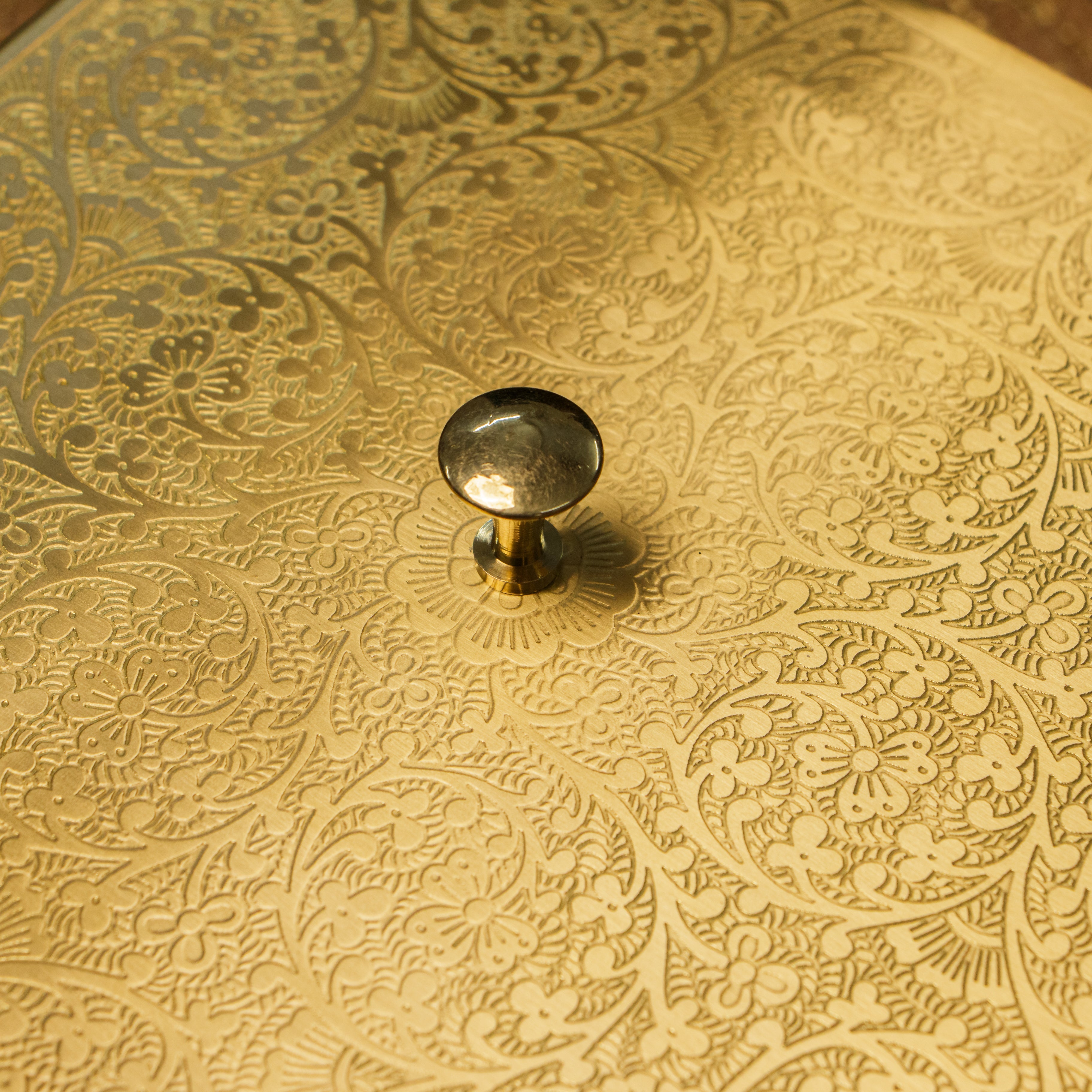 Ambi Pure Brass Finely Etched 9 Container Square Spice Box