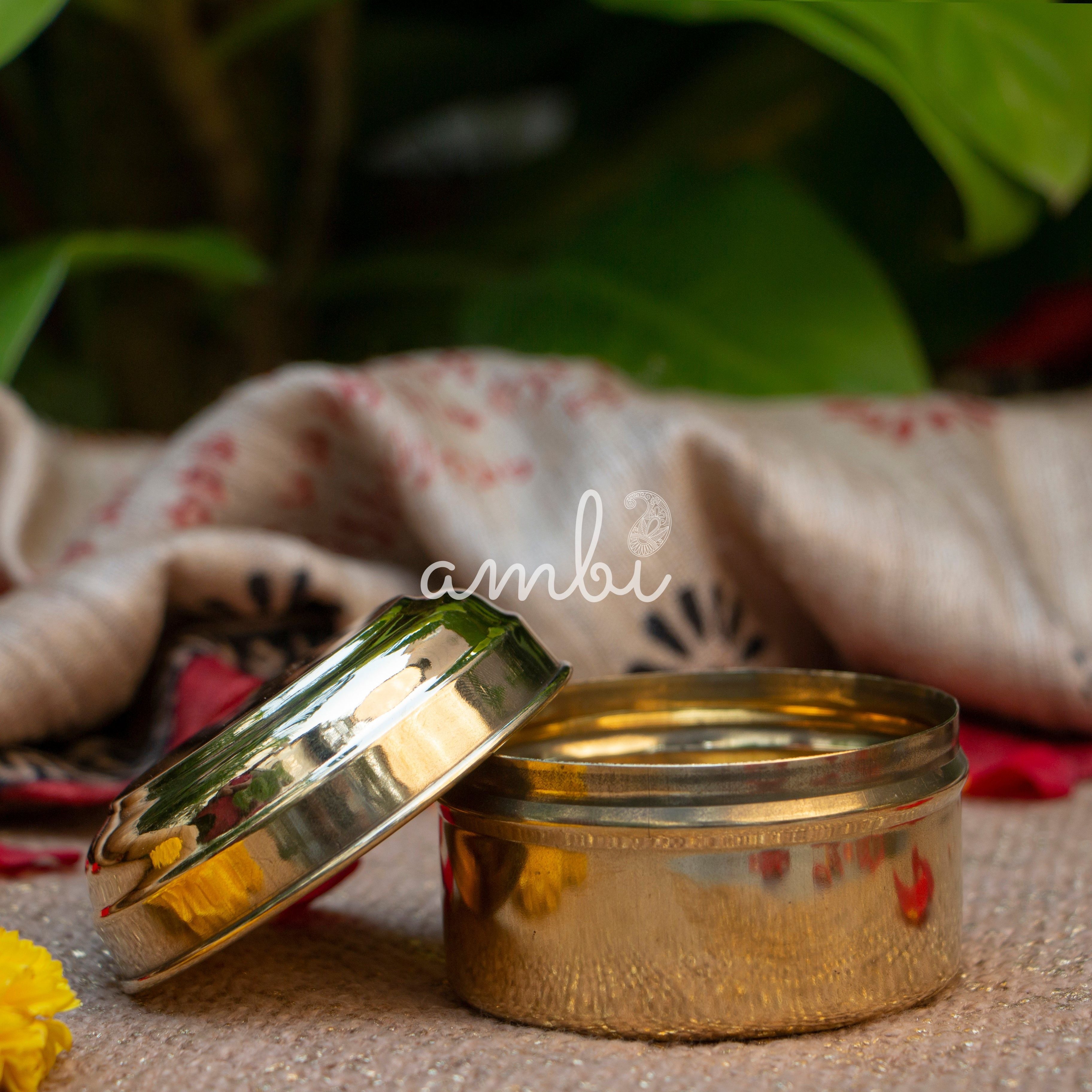 Ambi Pure Brass Kitchen Storage Box - Small - 3 inches Diameter - Glossy Finish