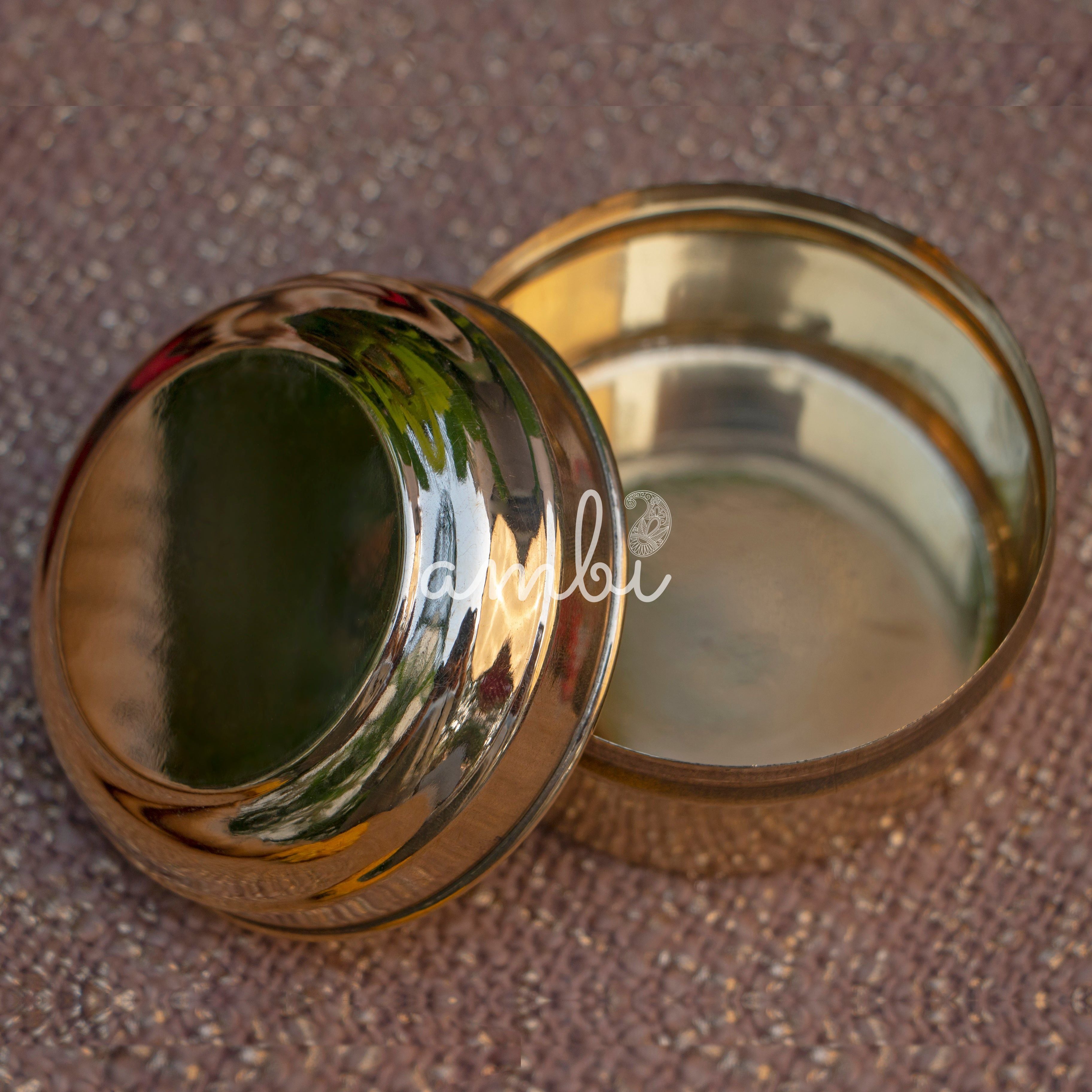 Ambi Pure Brass Kitchen Storage Box - Small - 3 inches Diameter - Glossy Finish