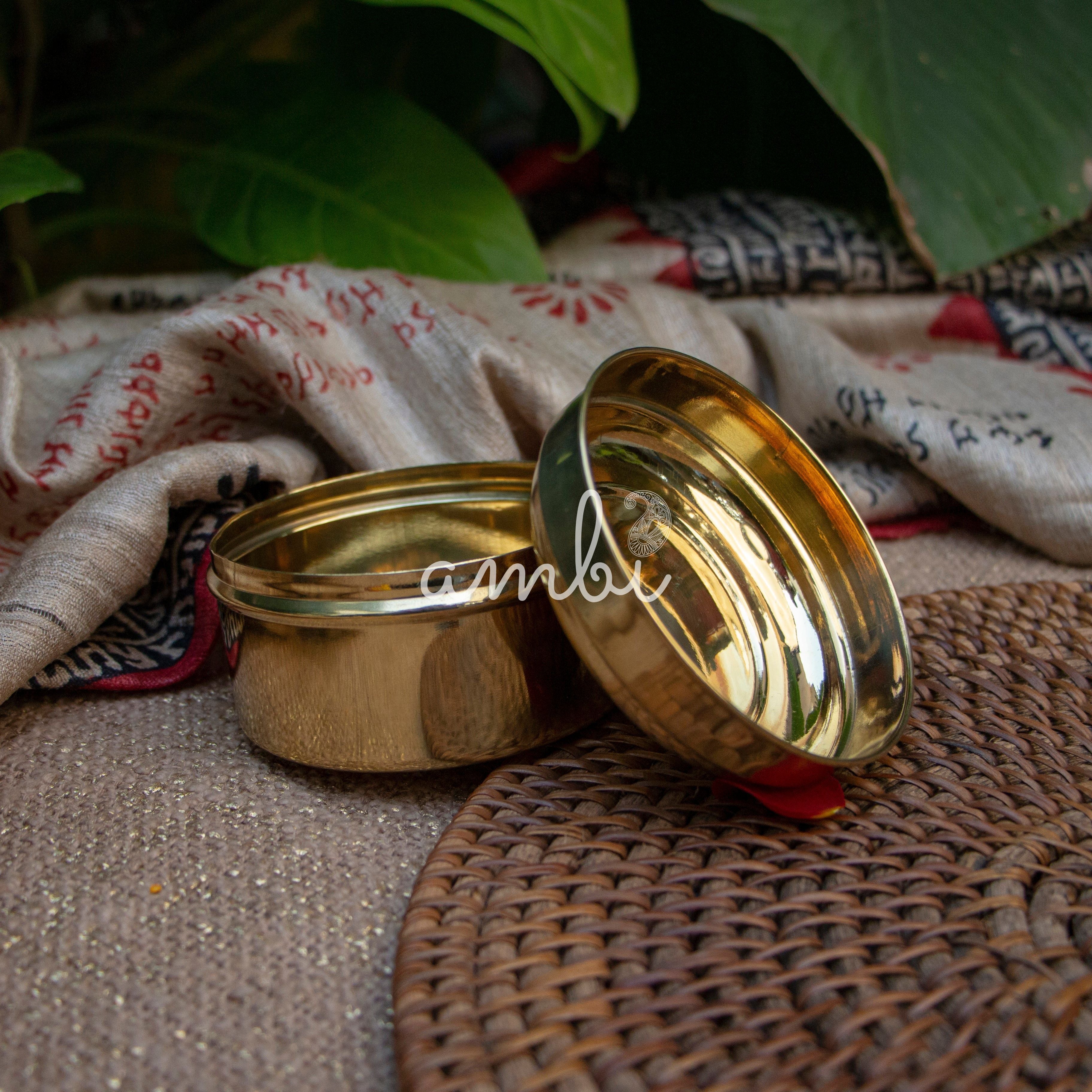 Ambi Pure Brass Kitchen Storage Box - Small - 3.5 inches Diameter - Glossy Finish