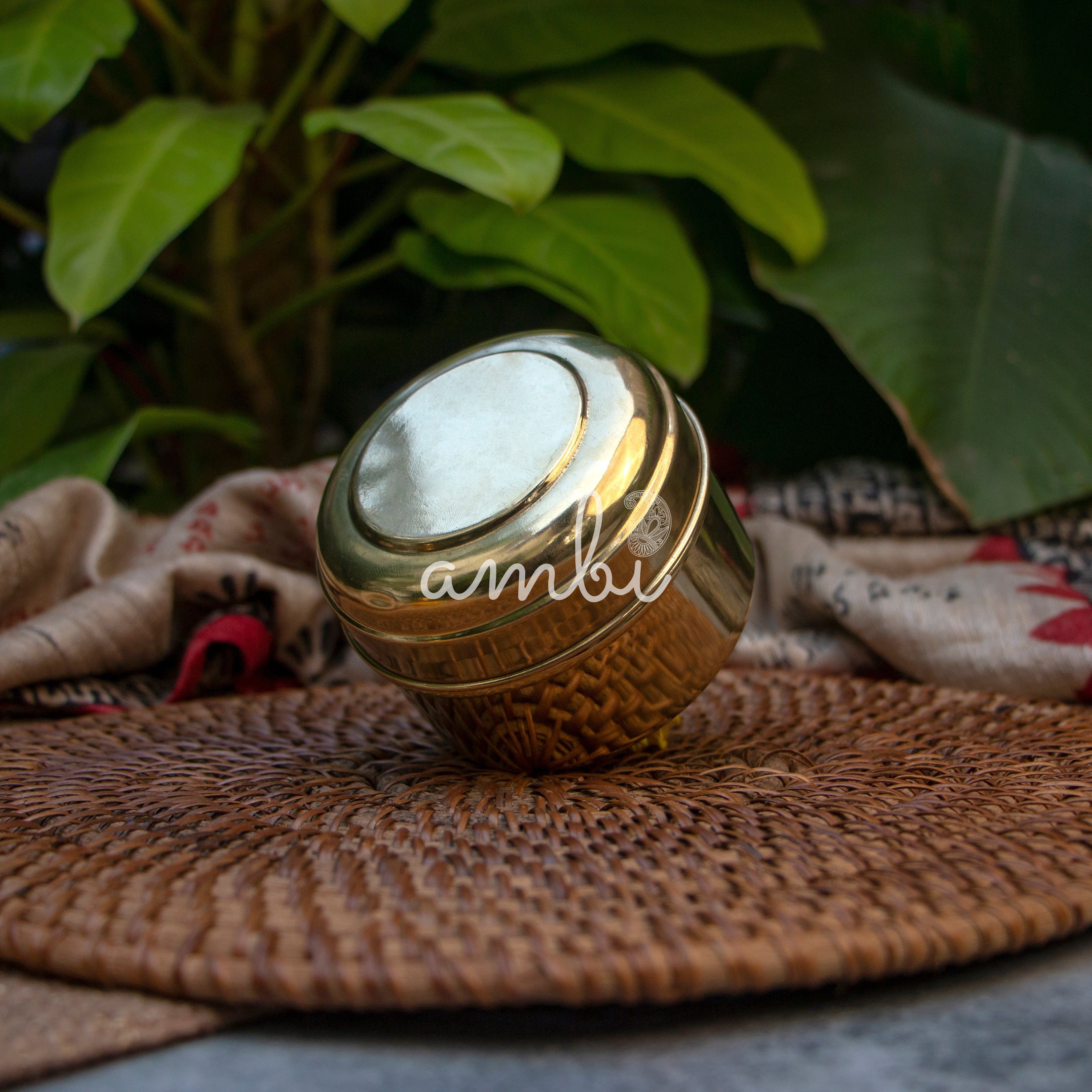 Ambi Pure Brass Kitchen Storage Box - Small - 3.5 inches Diameter - Glossy Finish