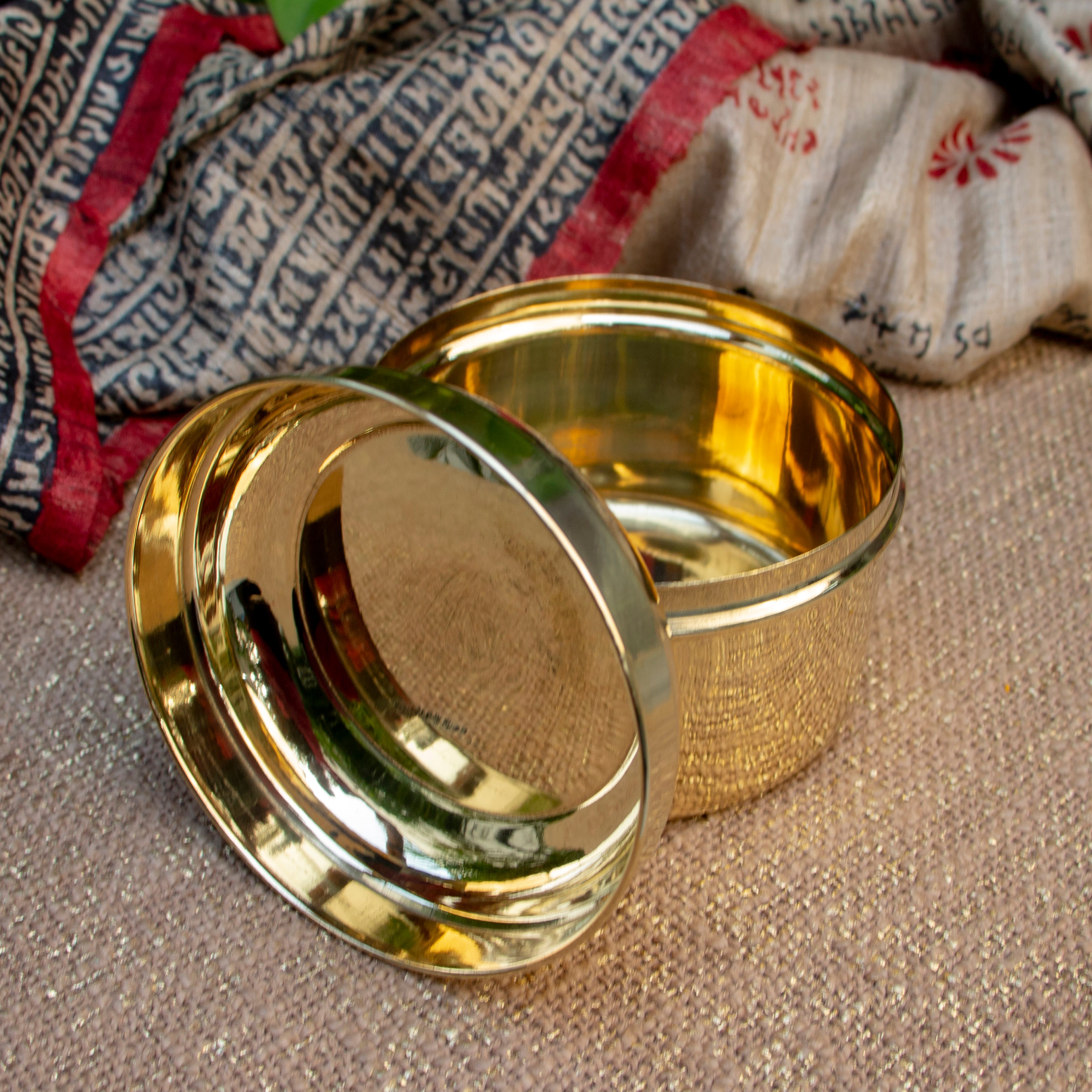 Ambi Pure Brass Laddoo / Kitchen Storage Box - Large - 6 inches Diameter - Glossy Finish