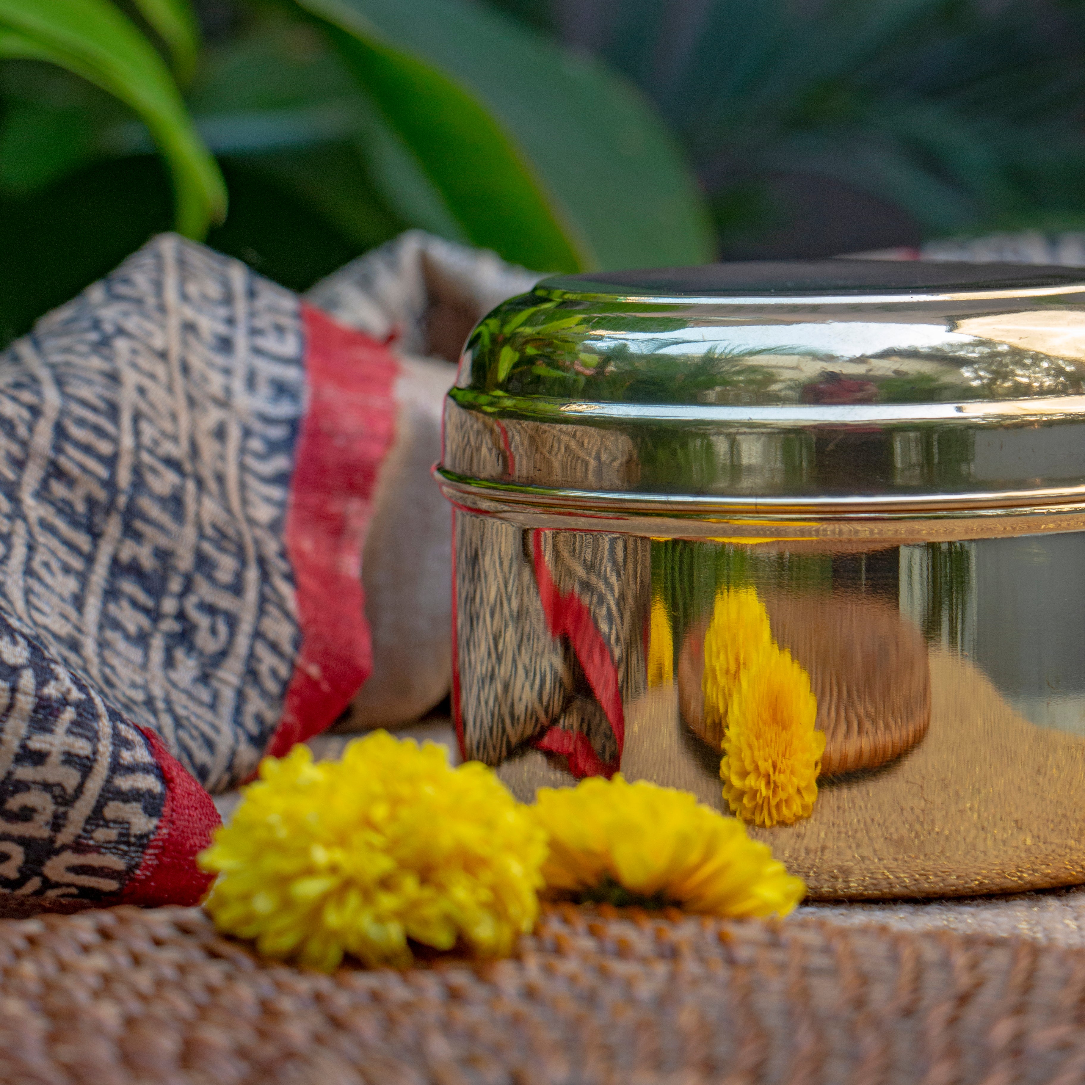 Ambi Pure Brass Laddoo / Kitchen Storage Box - Medium - 4.5 Inches - Glossy Finish