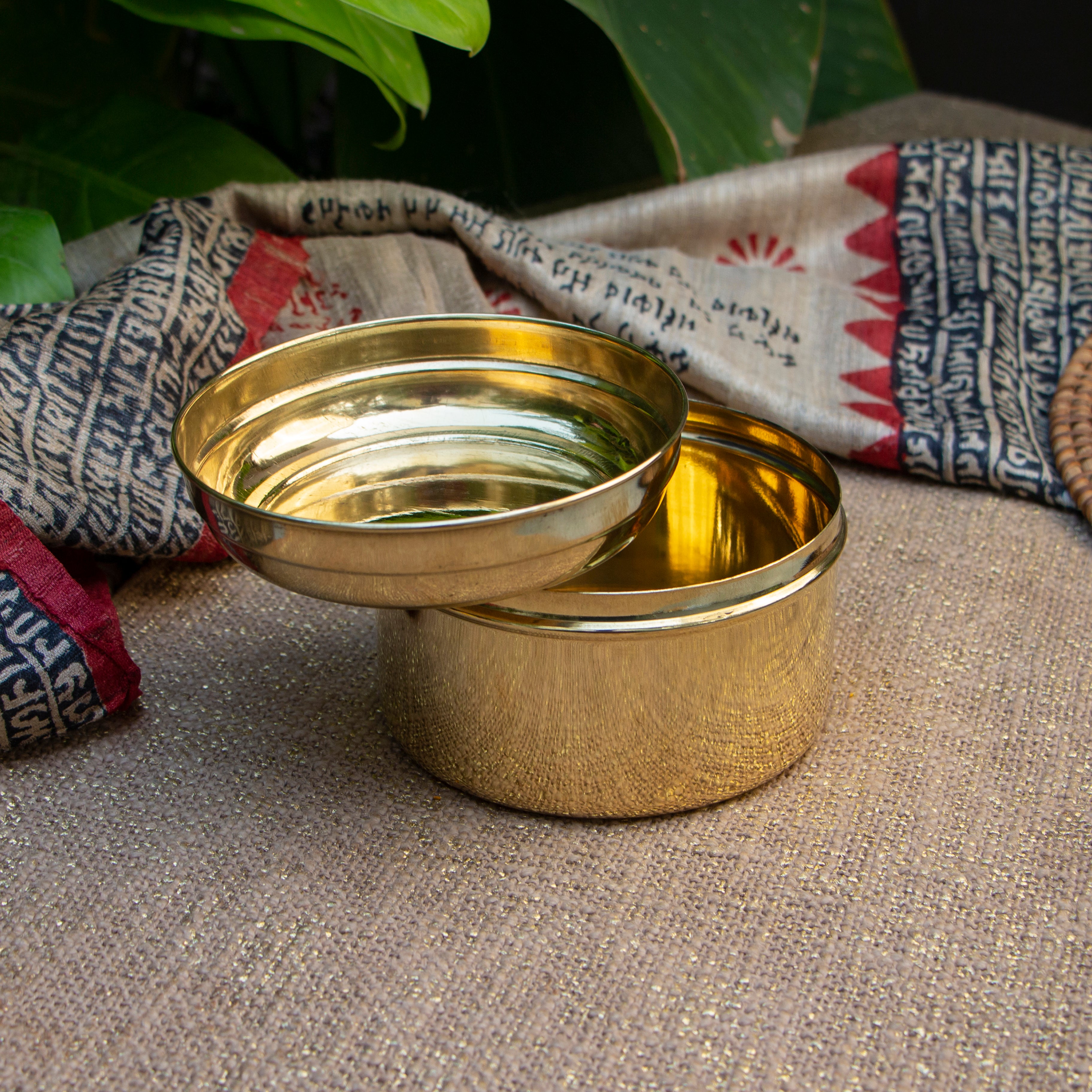 Ambi Pure Brass Laddoo / Kitchen Storage Box - Medium - 4.5 Inches - Glossy Finish