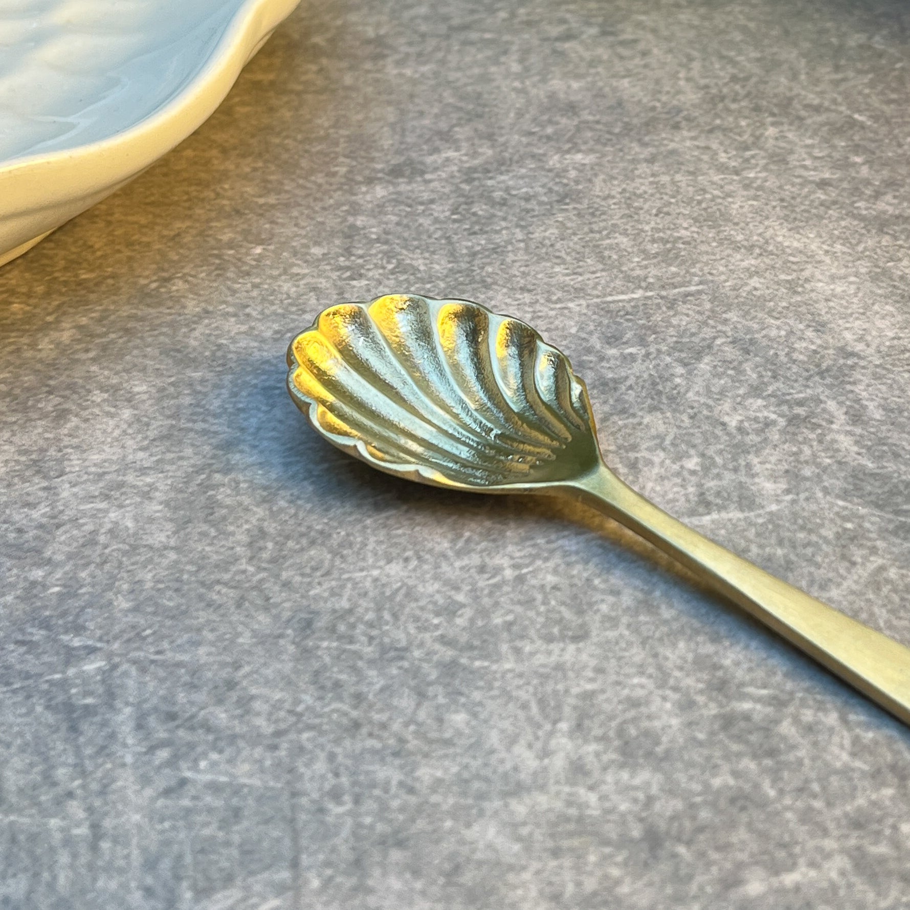 AMBI Pure Brass Artisan Shell-Motif Spoon Set of 2