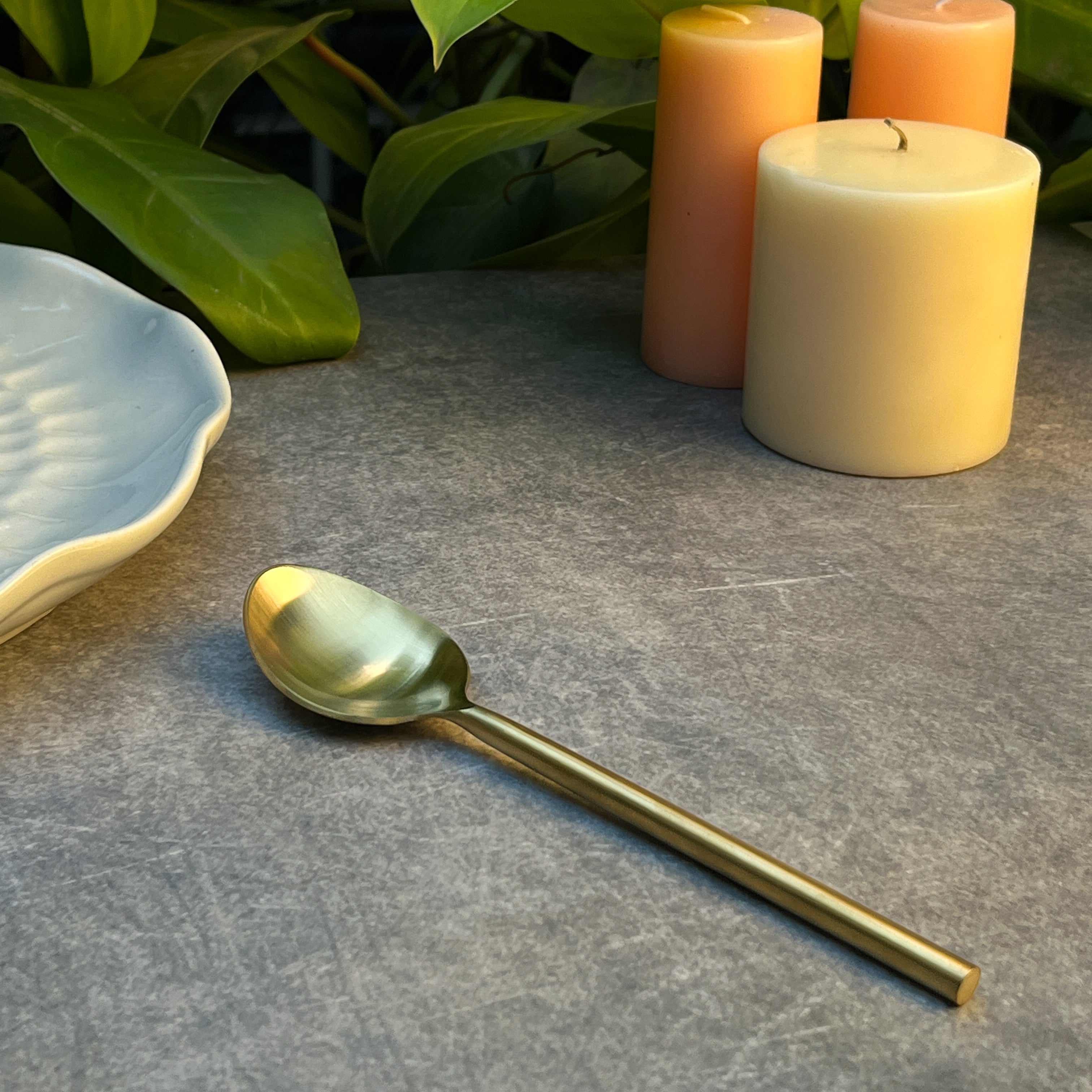 AMBI Pure Brass Minimal Luxe Tube Spoon Set of 2