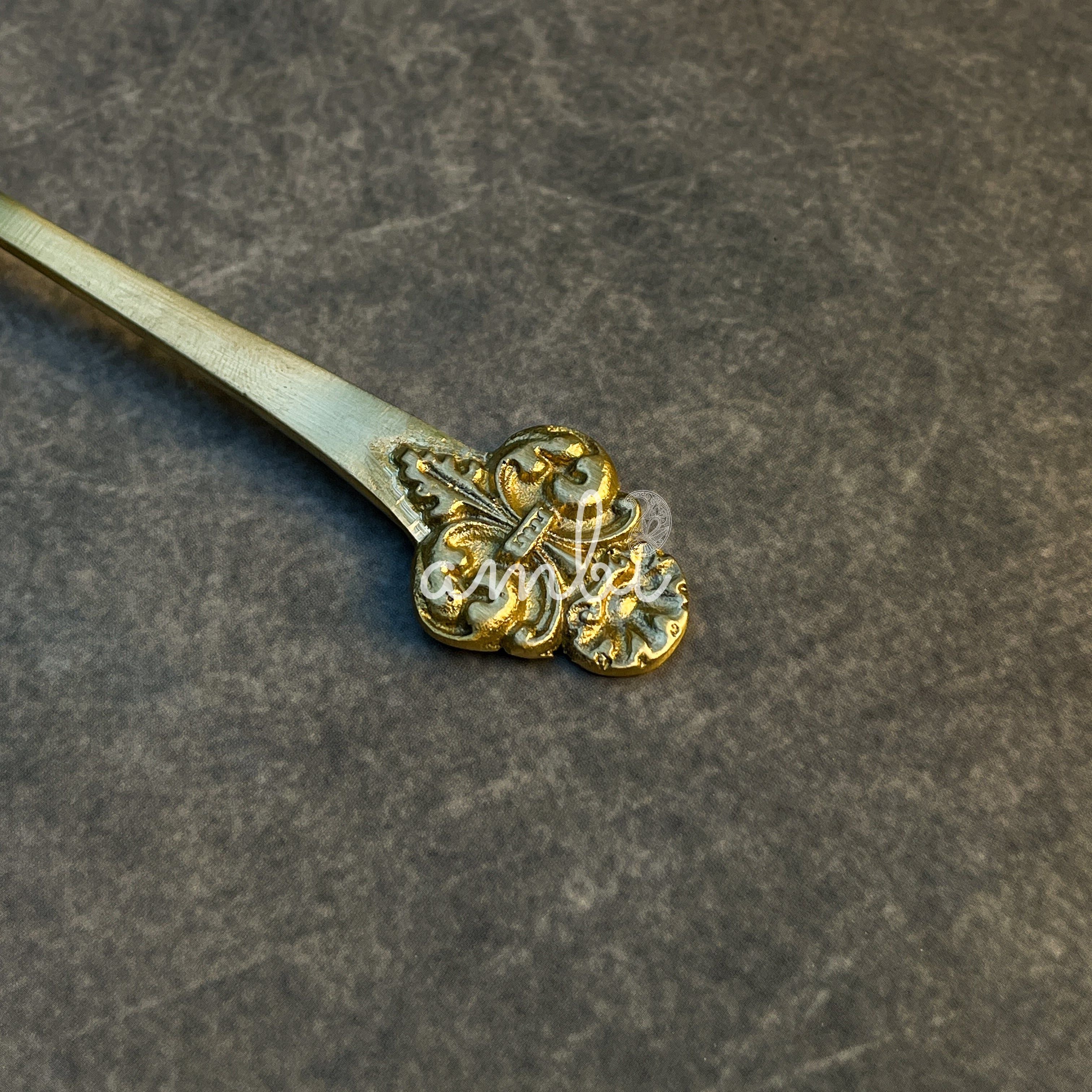 AMBI Ambi Pure Brass Small Spoon with Baroque or Rococo Head Set of 2