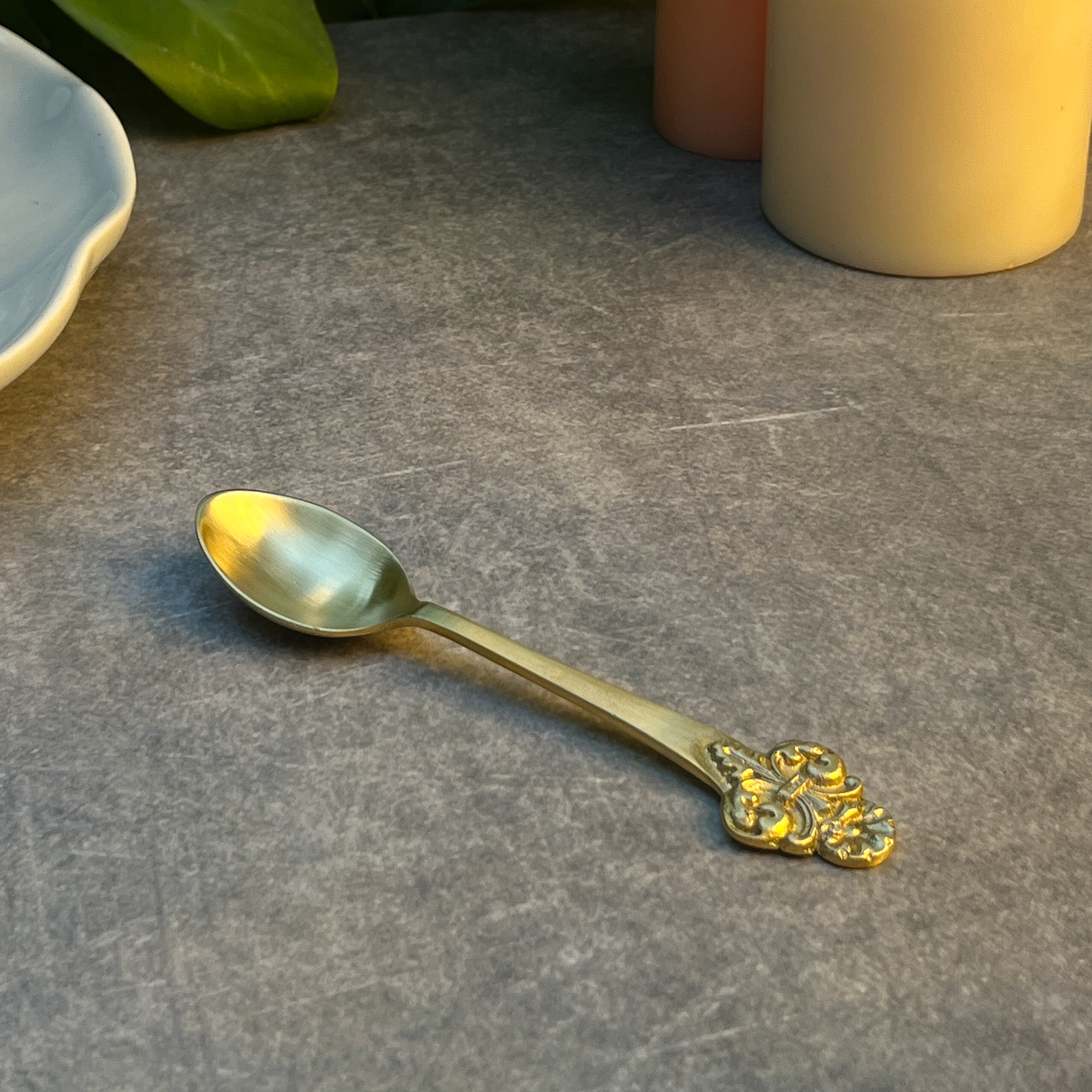 AMBI Ambi Pure Brass Small Spoon with Baroque or Rococo Head Set of 2