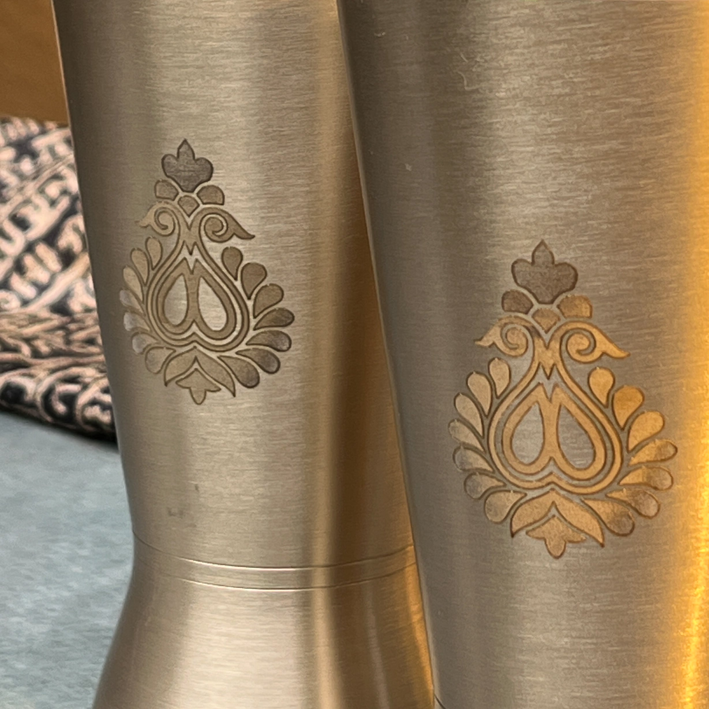 AMBI Royal 100% Pure Lead Free Kansa Glass with Laser Cut Floral Paisley Design - 275 ML