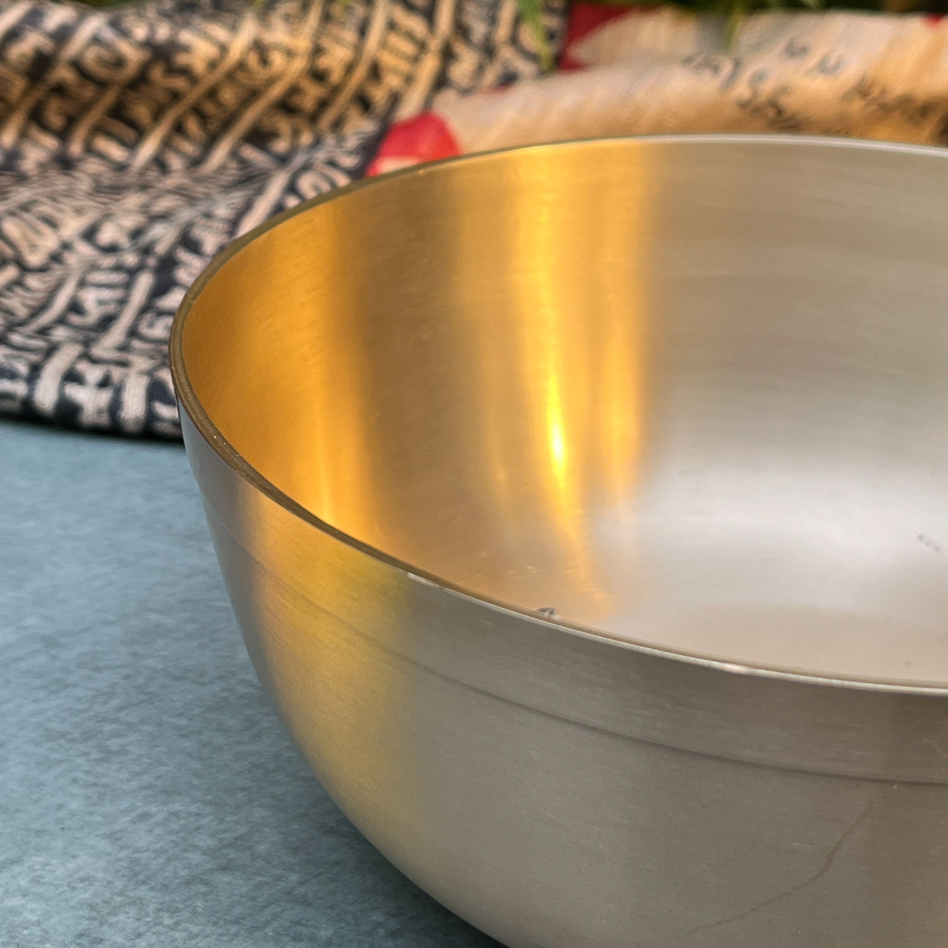 AMBI Pure 100% Lead Free Kansa Sparrow Hand Painted Finish Kansa Elegant Large Serving Bowl - 6.5 Inches - 930 ML