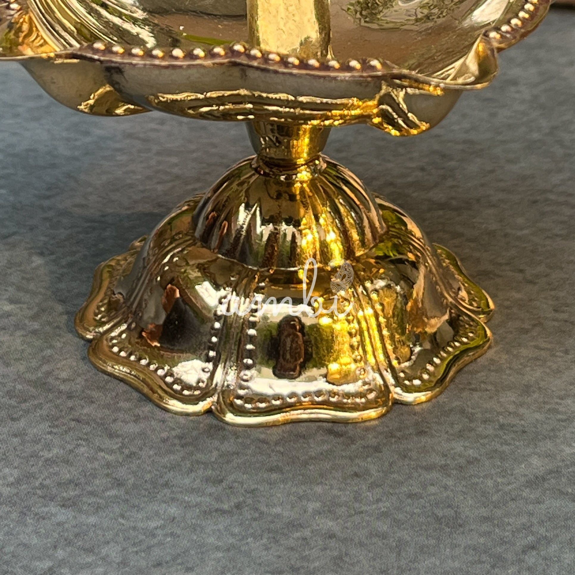 Deepa 100% Pure Brass Pooja Deepam / Deepak - 5 Baati Small