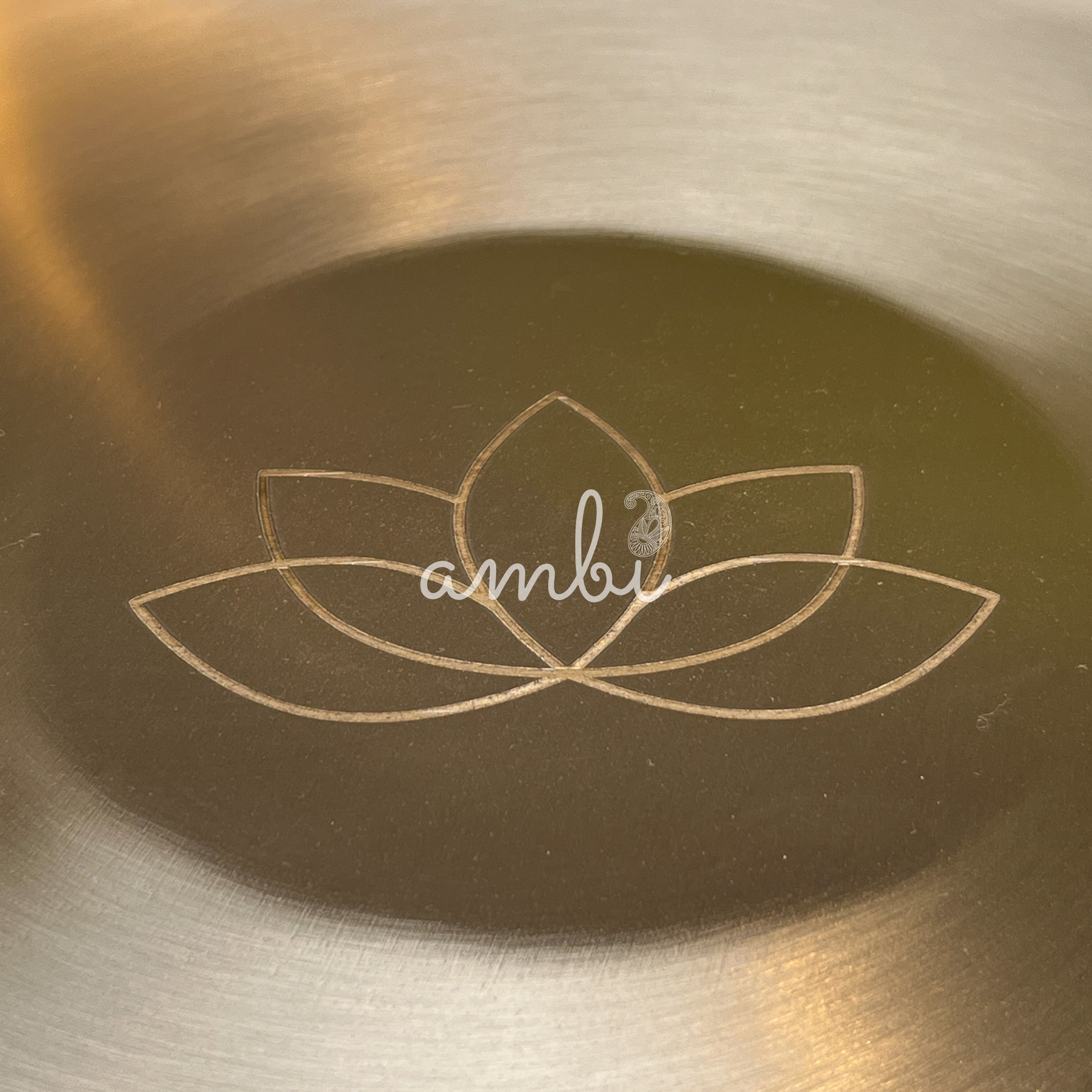 AMBI 100% Pure Kansa Dining Plate / Thali / Pooja Plate with Laser Cut Lotus Design- 12 Inch