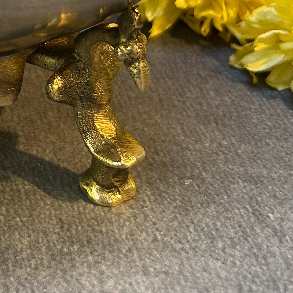 Ambi Vintage Hand-Hammered Pure Brass Water Pot with Ornate Legs - Small