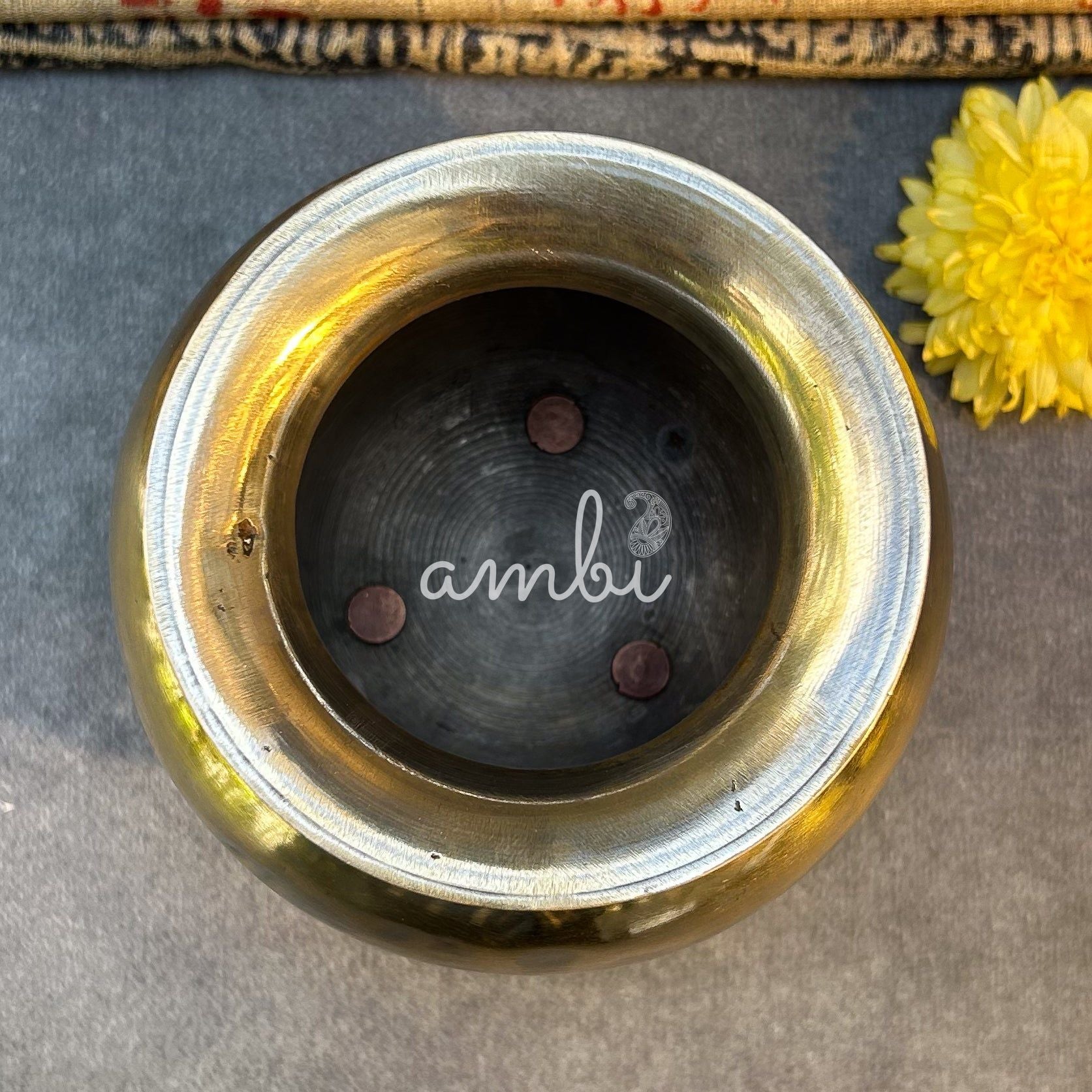 Ambi Vintage Decorative Pure Brass Water Pot with Ornate Animal Legs