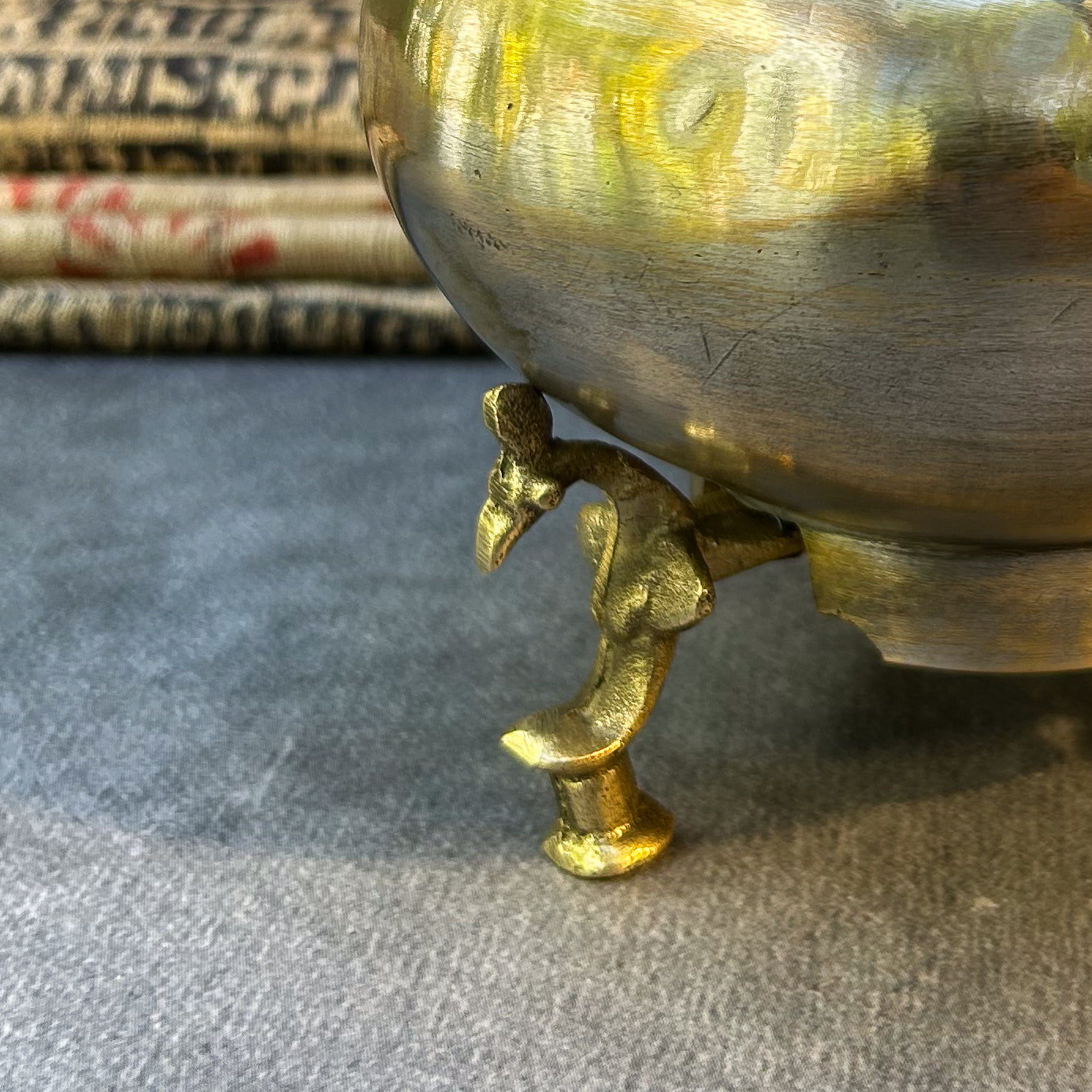 Ambi Vintage Decorative Pure Brass Water Pot with Ornate Animal Legs