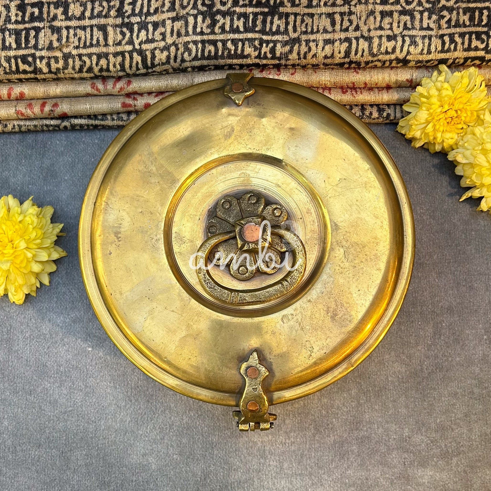 Handcrafted Vintage Elegant Brass Box - 7 inches diameter