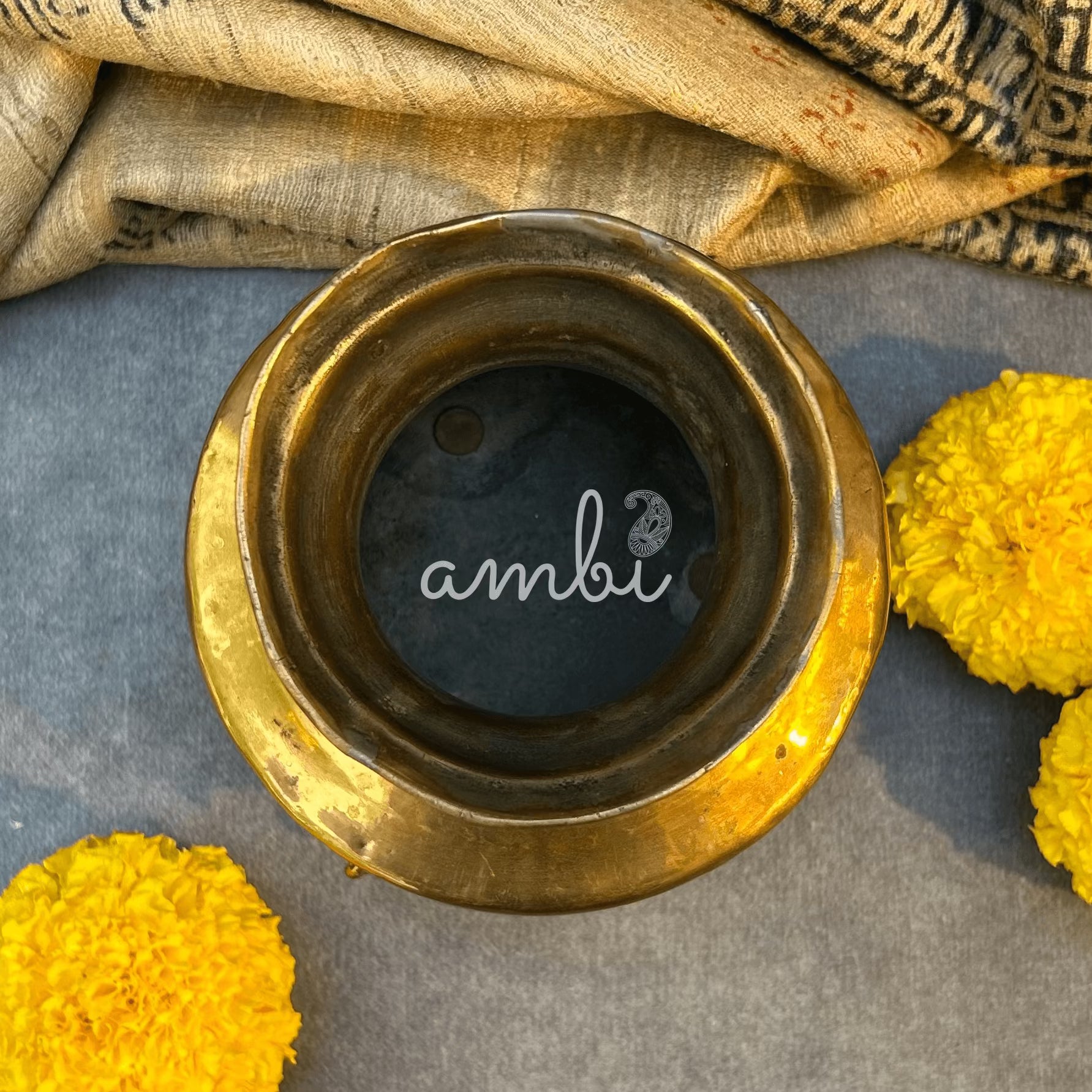 Ambi Handcrafted Vintage Style Brass Ritual Pot with Animal Motif Legs