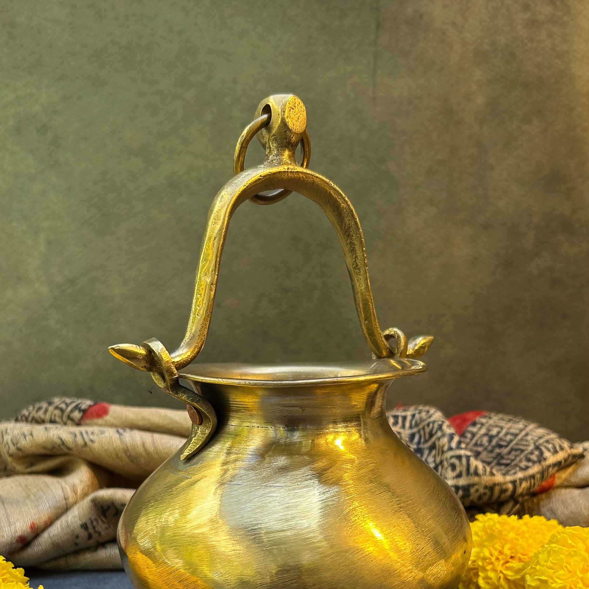 Ambi Handcrafted Elegant Vintage Brass Lota / Water Pot with Handle