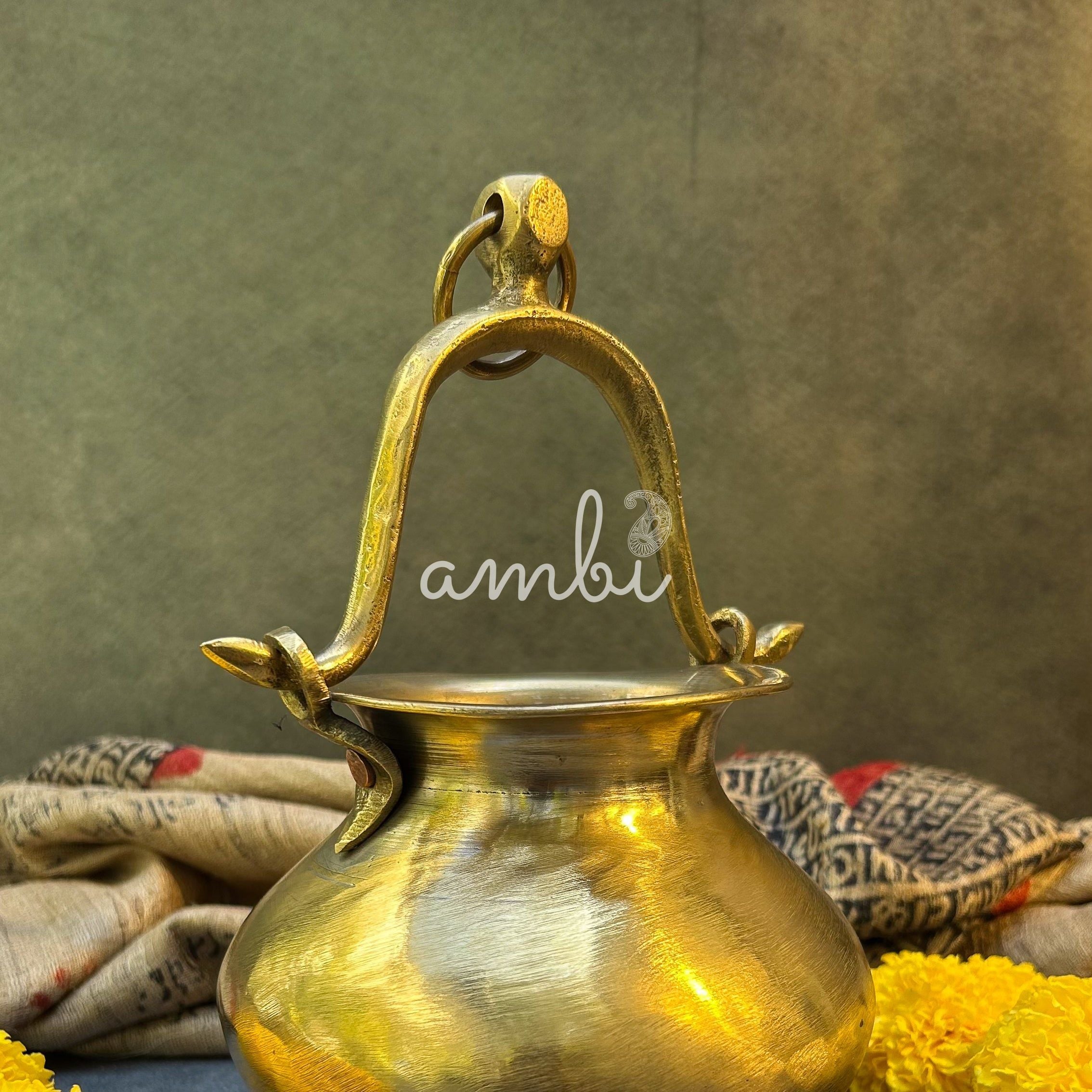 Ambi Handcrafted Elegant Vintage Brass Lota / Water Pot with Handle