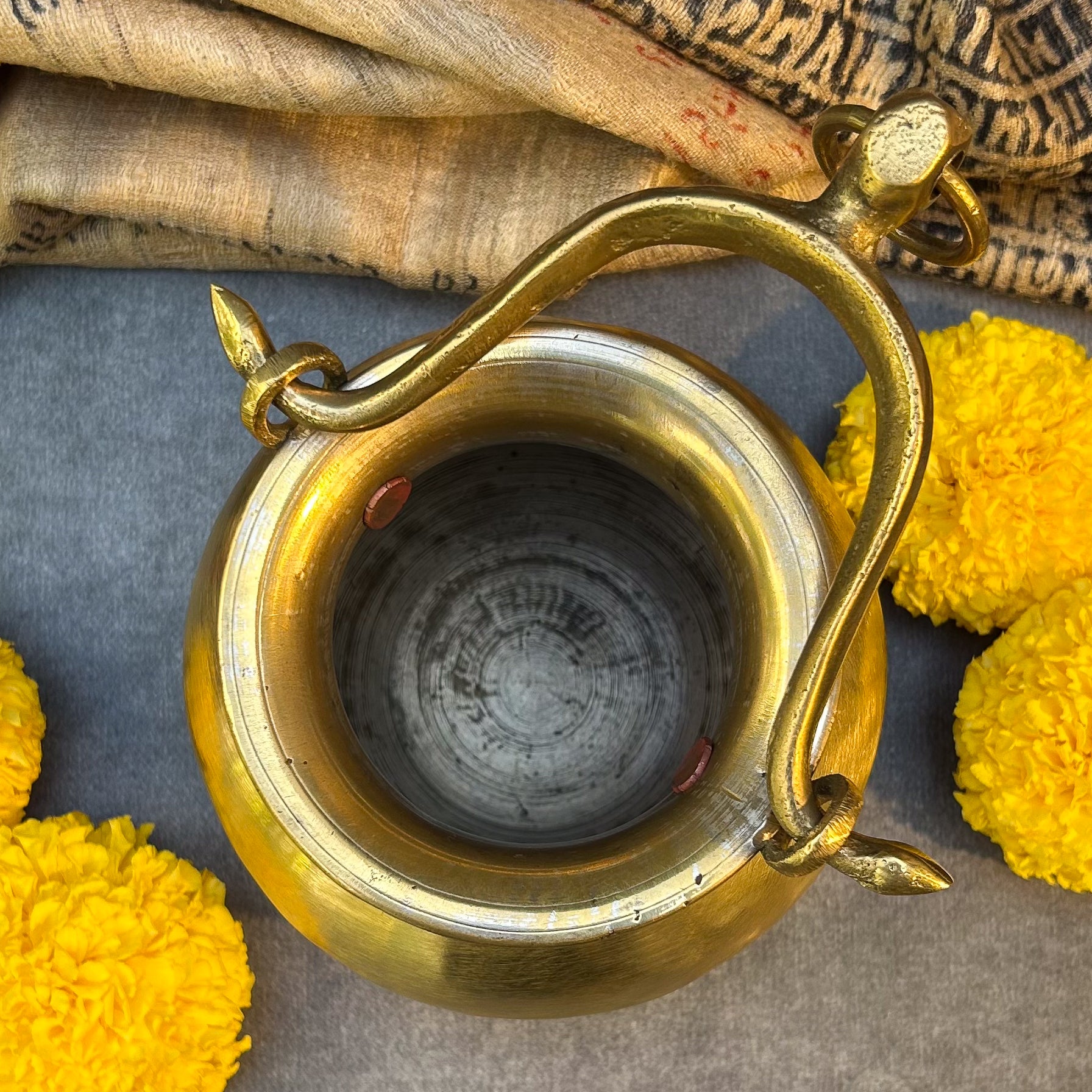 Ambi Handcrafted Elegant Vintage Brass Lota / Water Pot with Handle