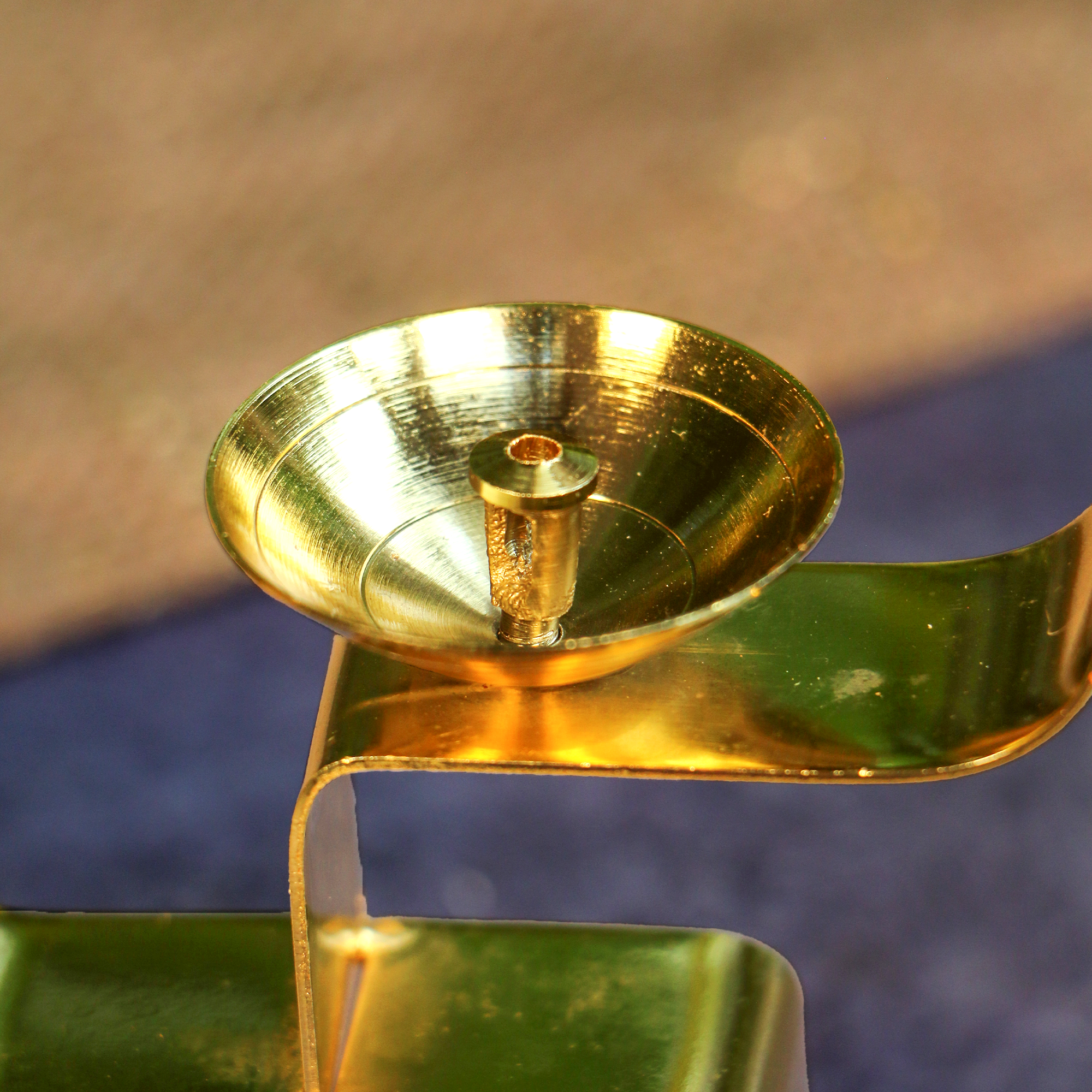 Pure Brass Pooja Swastik Satya Deepam / Deepak / Diya - Vertical
