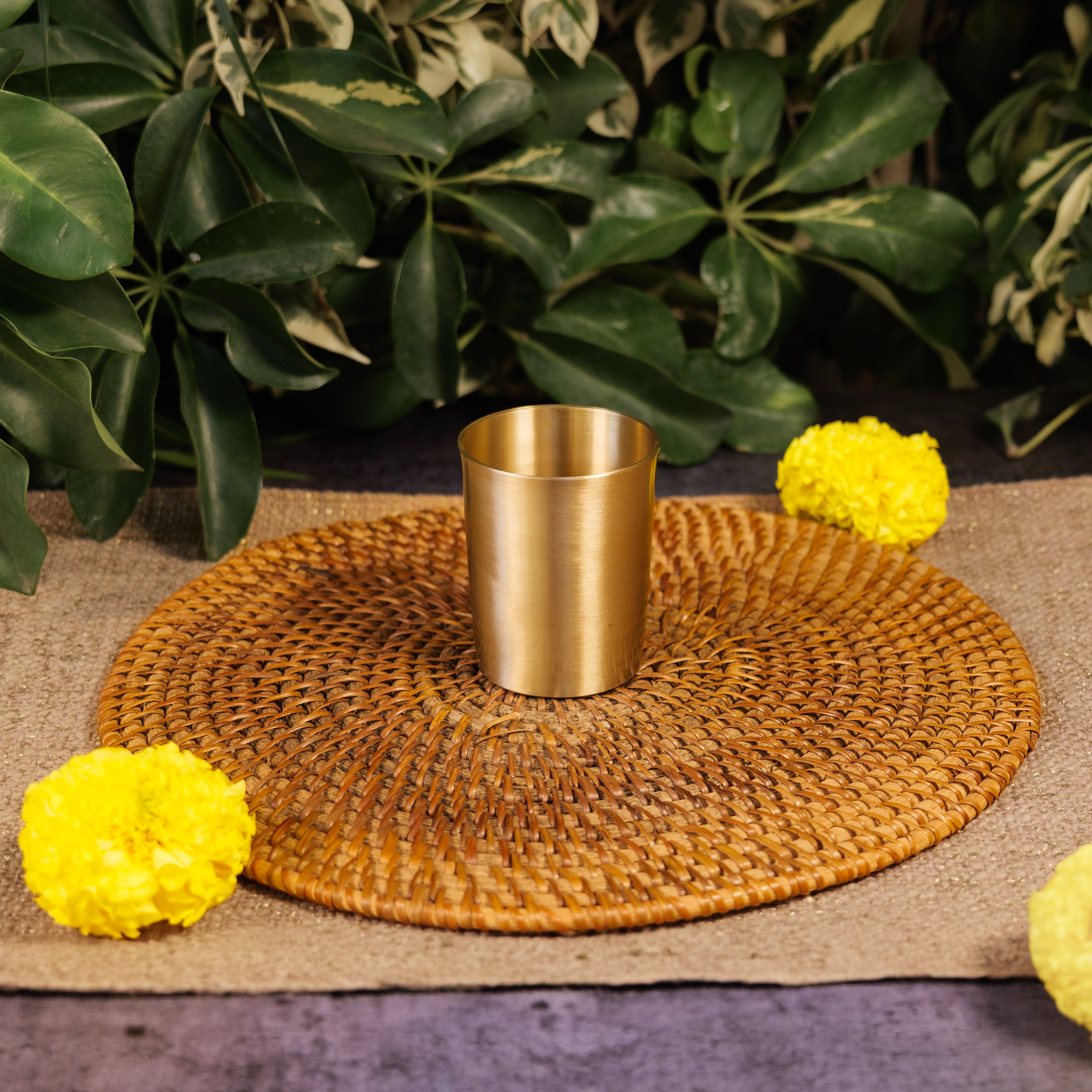 AMBI Pure 100% Lead Free Kansa Water Glass - 150ML - Straight Edge