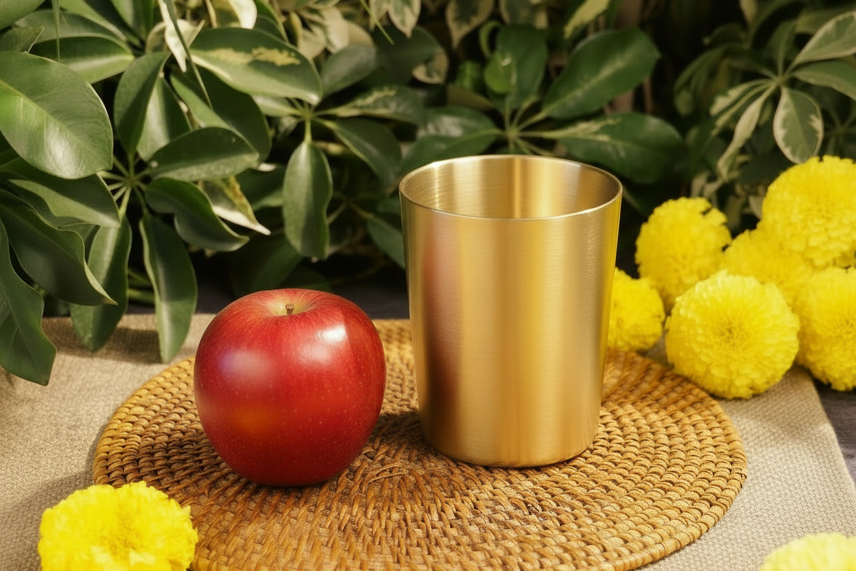 AMBI Pure 100% Lead Free Kansa Water Glass - 150ML - Straight Edge